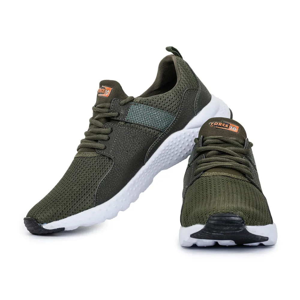 Force 10 By Liberty LEADS-1E Mens Olive Green Sports Lacing Running Shoes