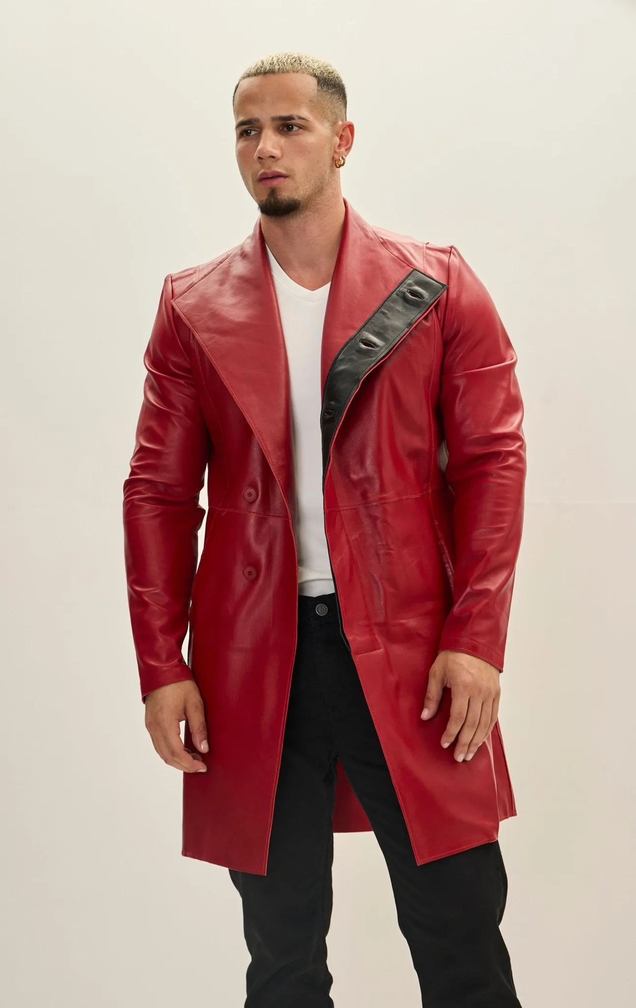 Genuine Leather Rebel Jacket - Red Black