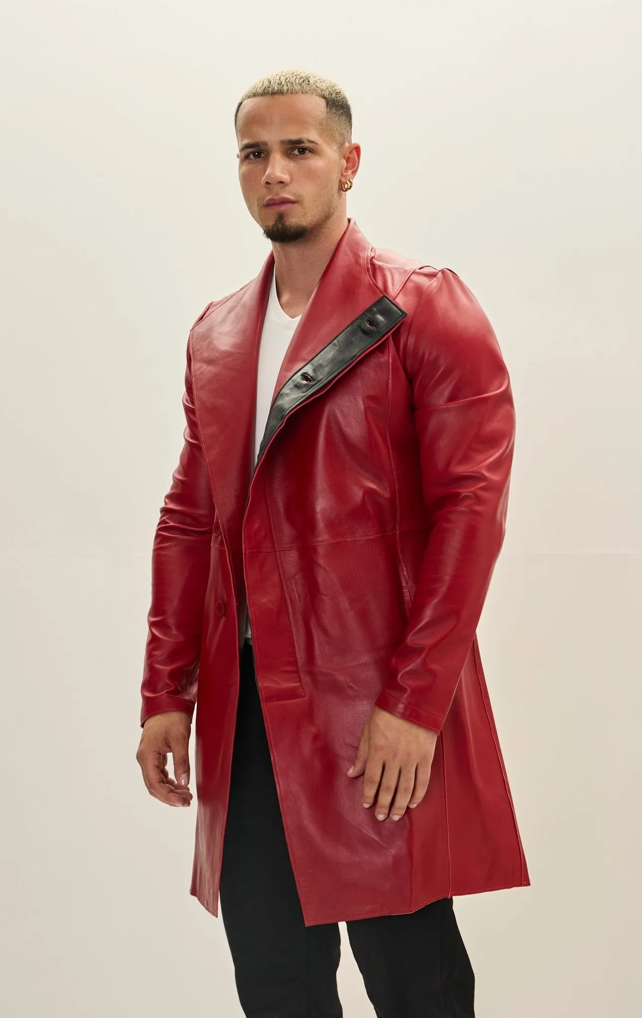 Genuine Leather Rebel Jacket - Red Black