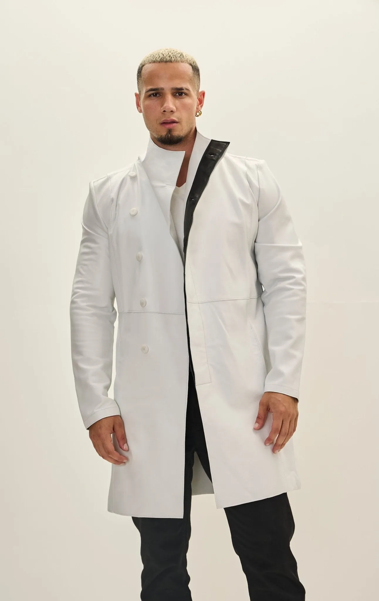 Genuine Leather Rebel Jacket - White Black