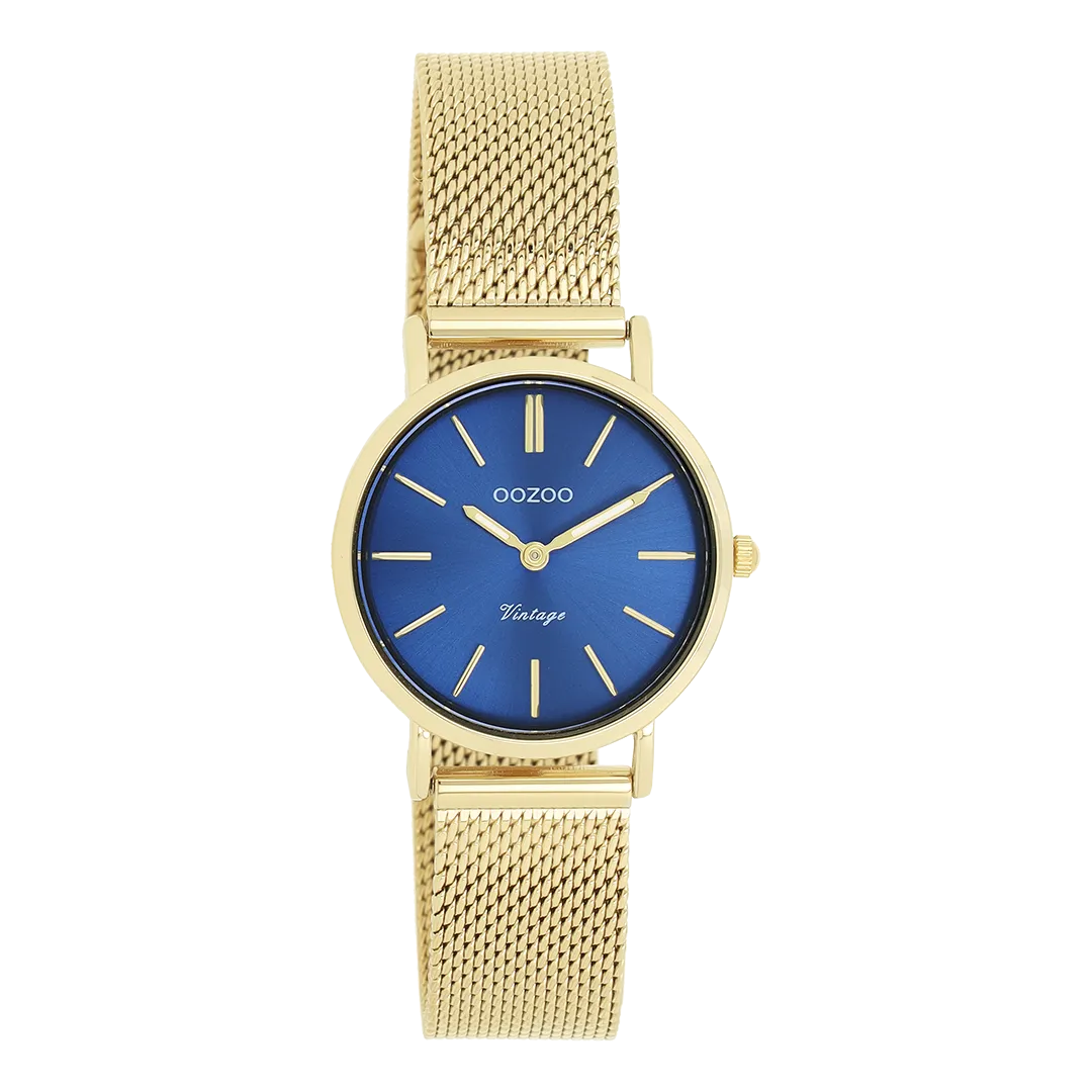 Gold coloured OOZOO watch with gold coloured metal mesh bracelet - C20293