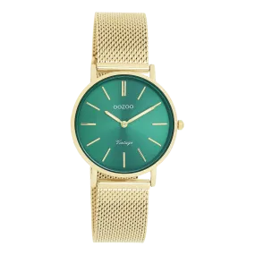 Gold coloured OOZOO watch with gold coloured metal mesh bracelet - C20296