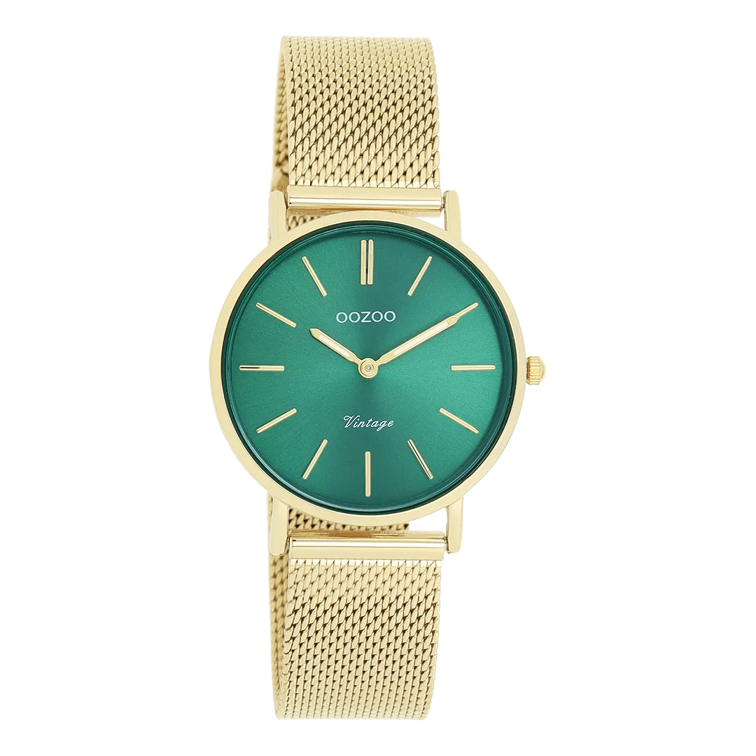 Gold coloured OOZOO watch with gold coloured metal mesh bracelet - C20296