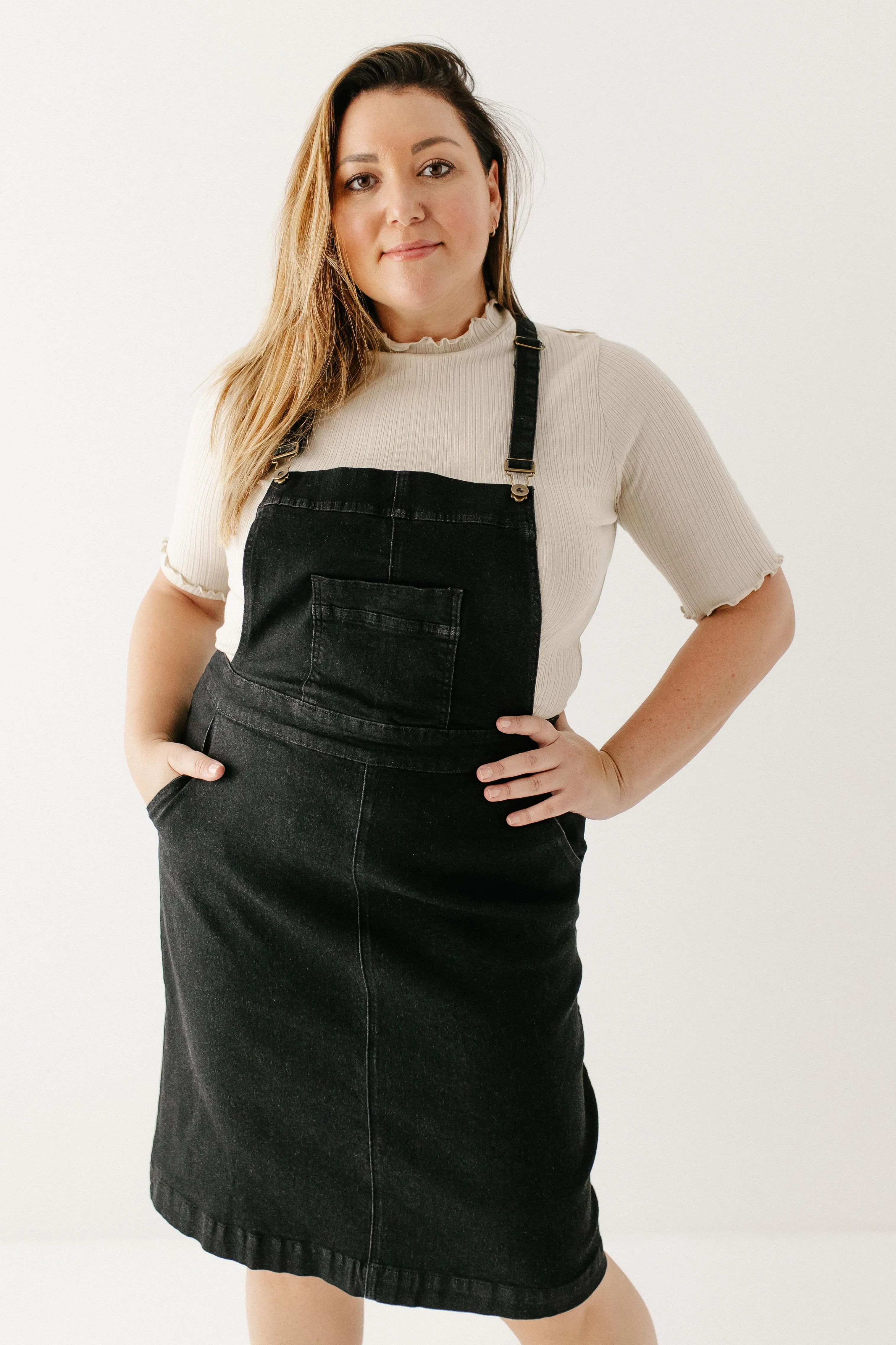 'Hailee' Black Denim Skirt Overalls FINAL SALE