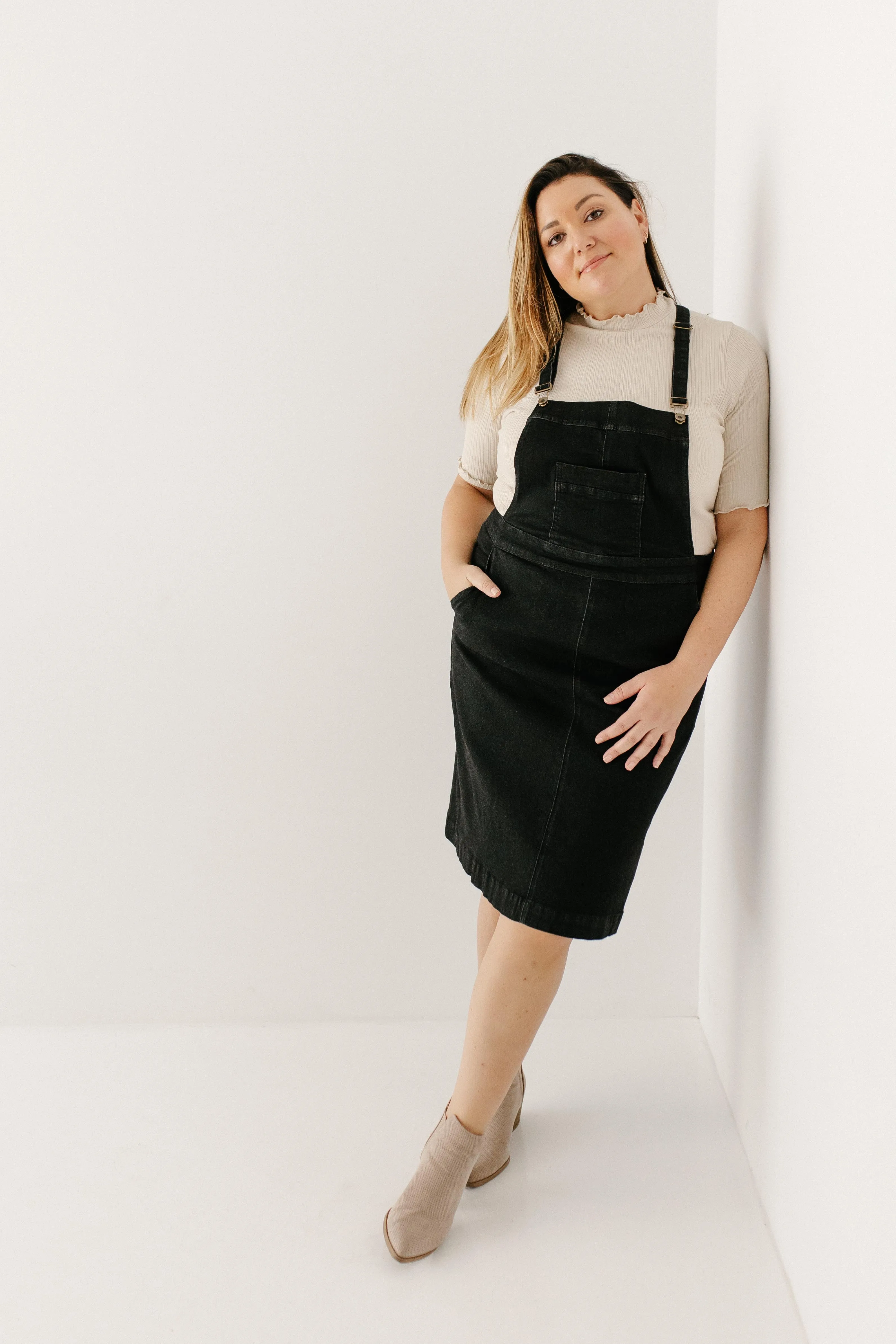 'Hailee' Black Denim Skirt Overalls FINAL SALE