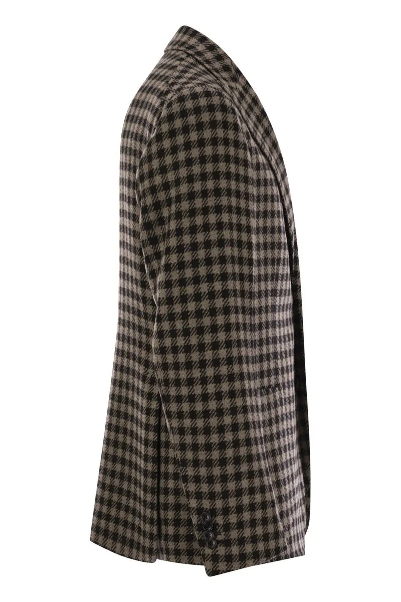 HOUNDSTOOTH VIRGIN WOOL BLEND JACKET