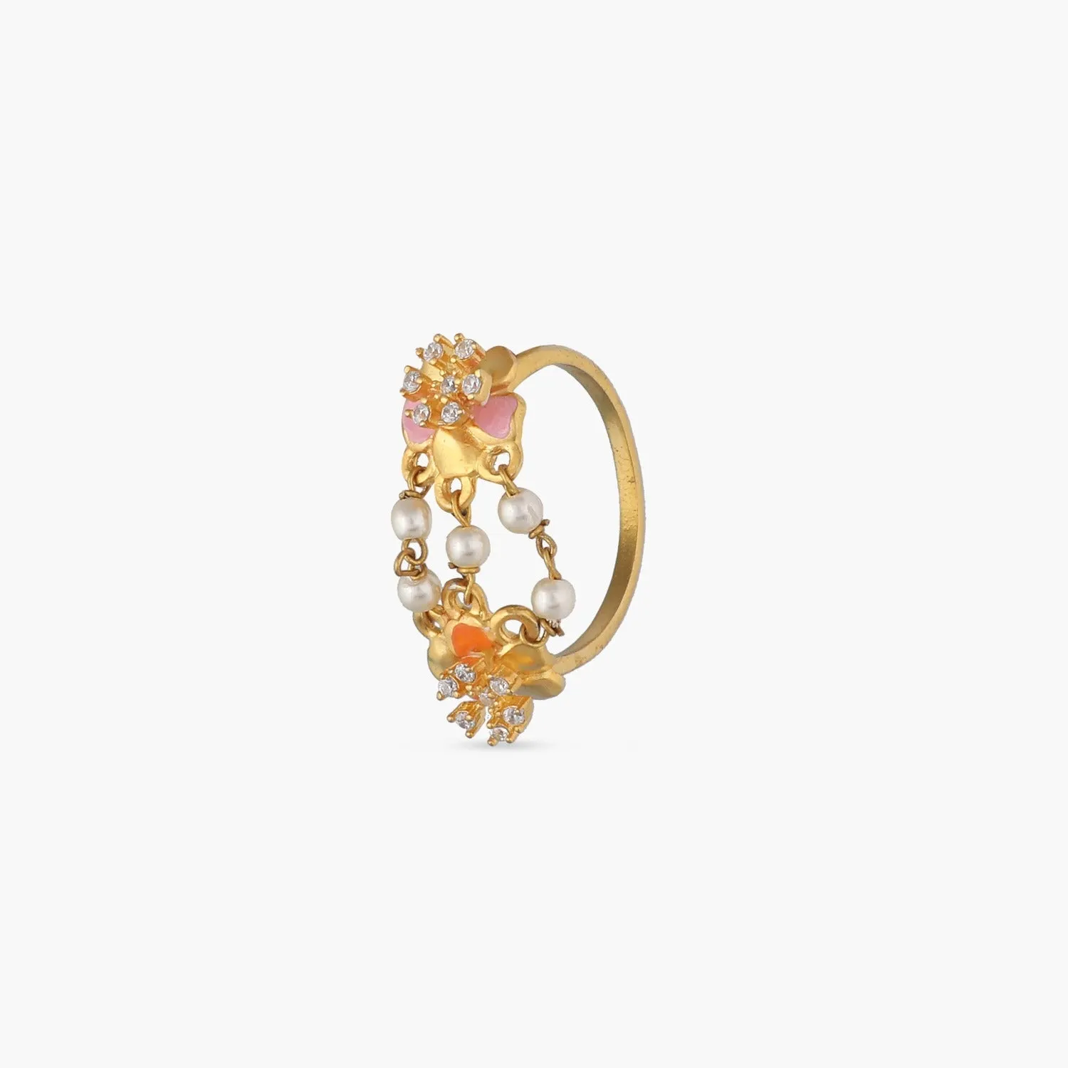 Jalaja Pearl Floral Finger Ring