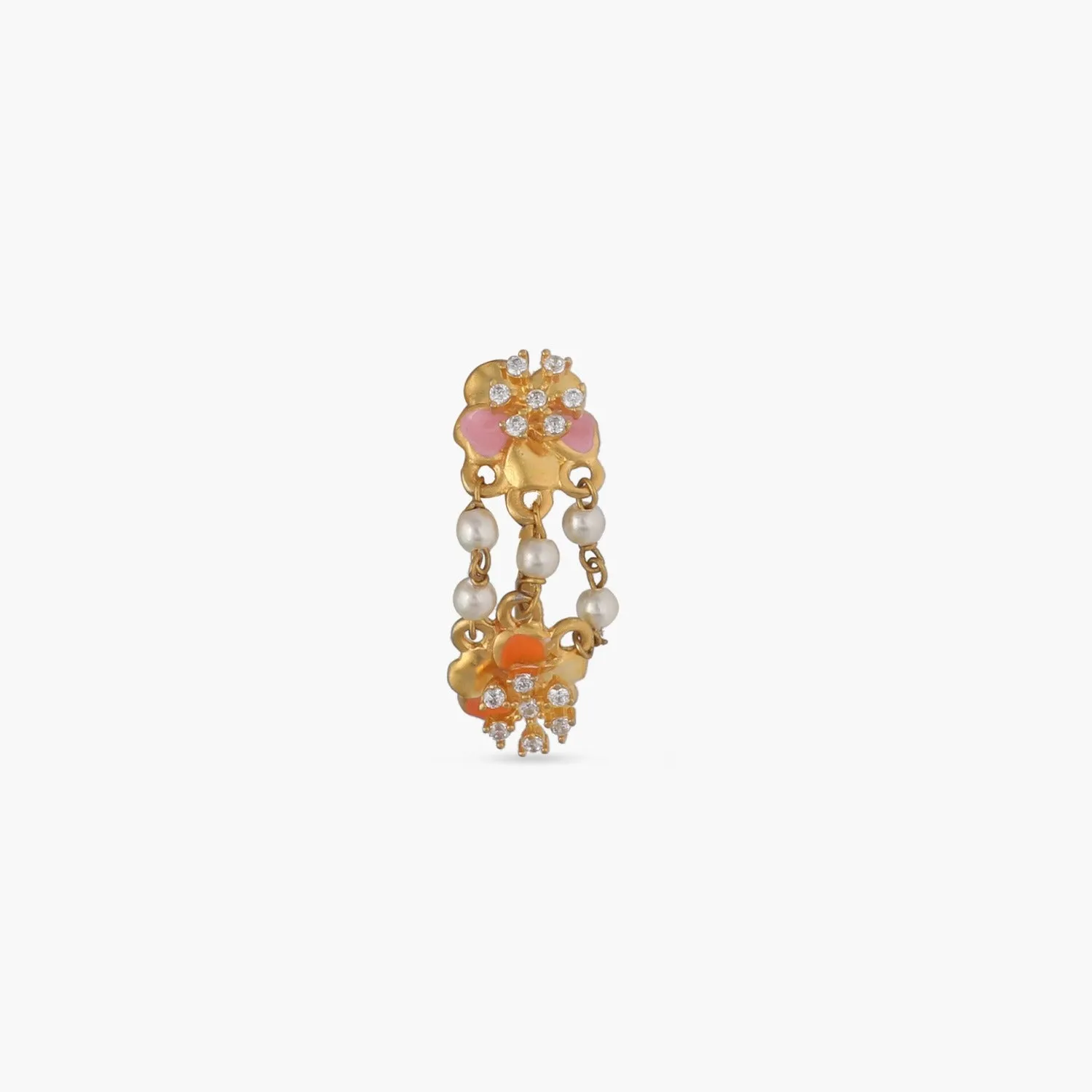 Jalaja Pearl Floral Finger Ring