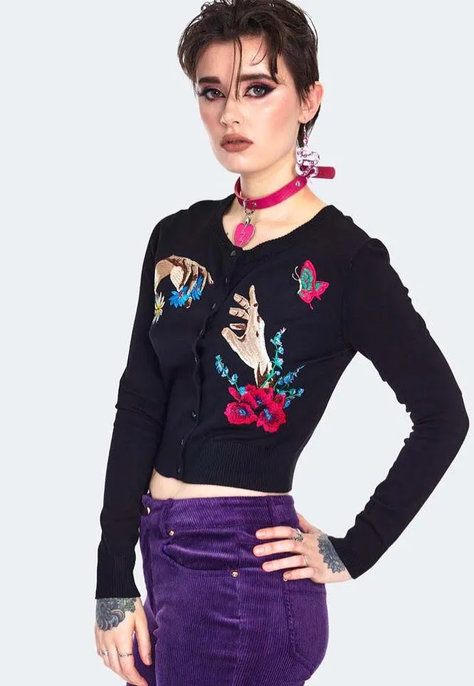 Jawbreaker - Night Meadow Embroidered Black - Cardigan