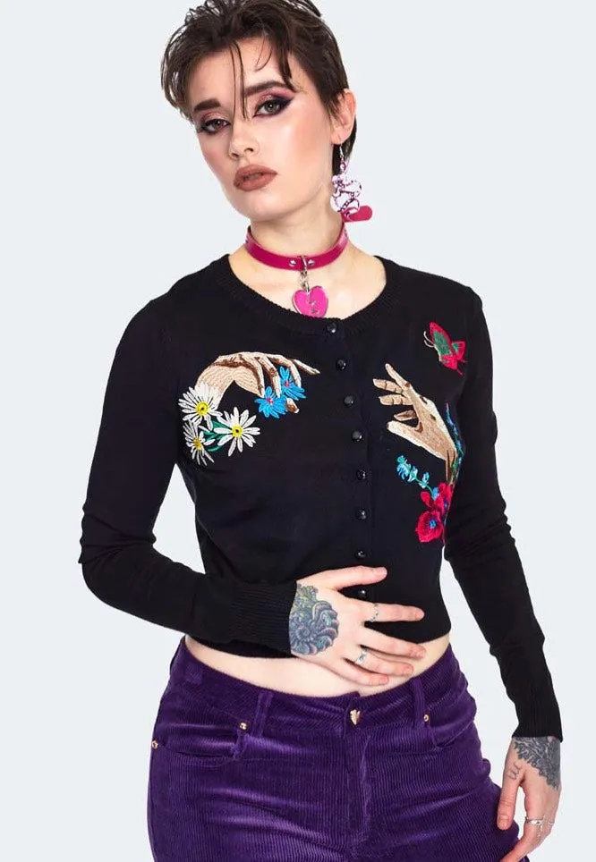 Jawbreaker - Night Meadow Embroidered Black - Cardigan