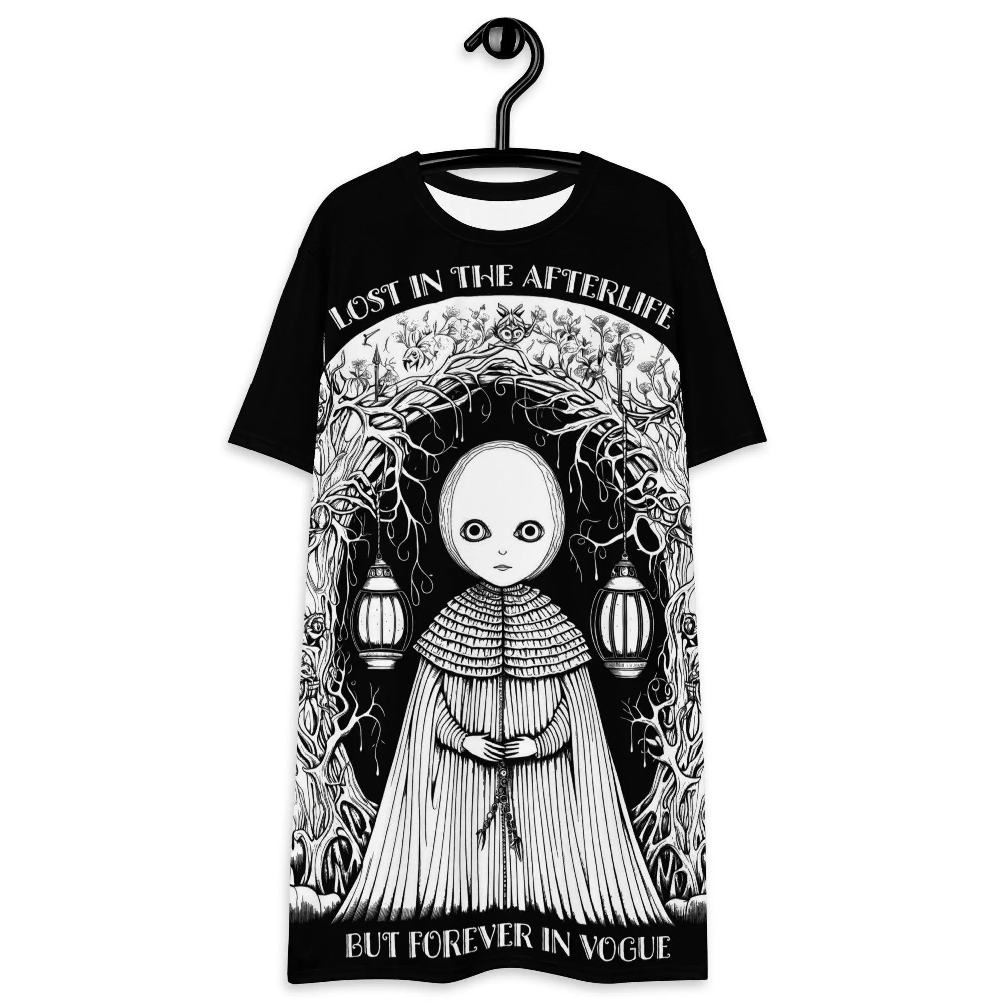 Lost in the Afterlife Tee Dress - Gothic Witchy Alt Unisex Dress for Halloween Grunge Aesthetic