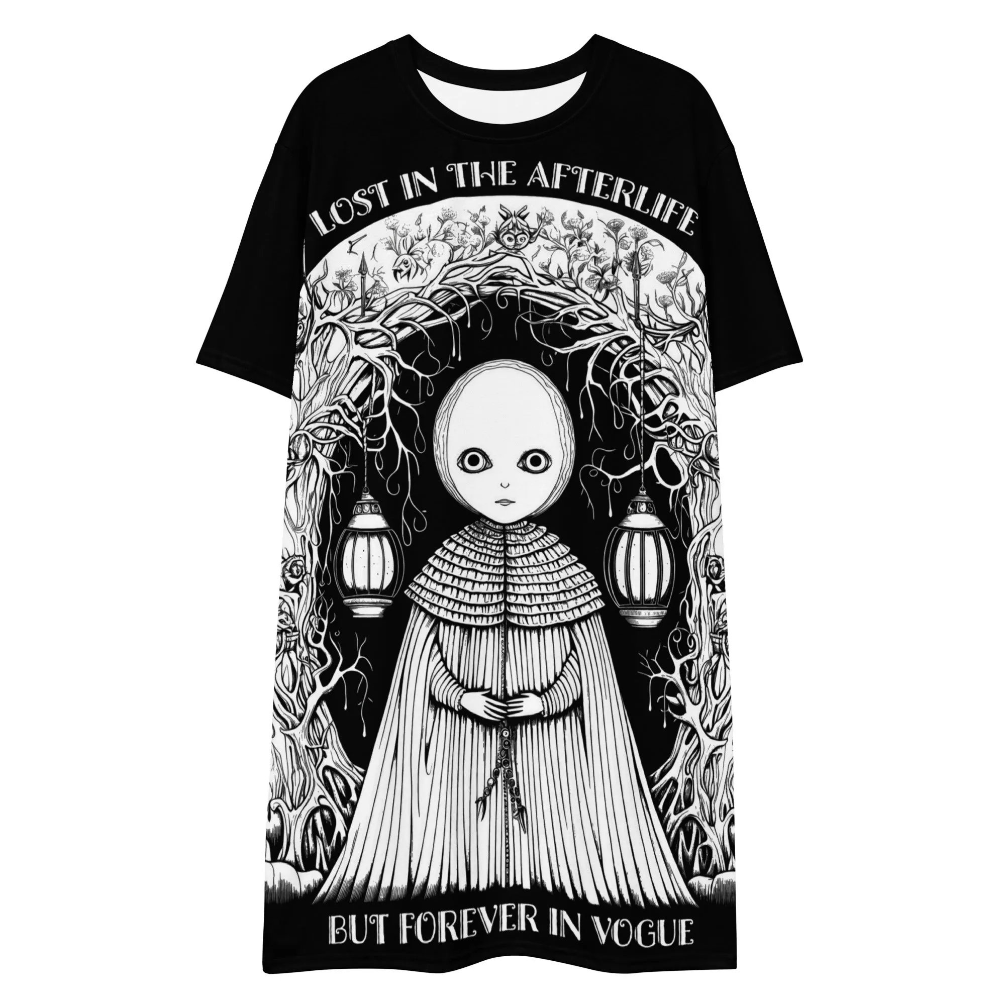 Lost in the Afterlife Tee Dress - Gothic Witchy Alt Unisex Dress for Halloween Grunge Aesthetic