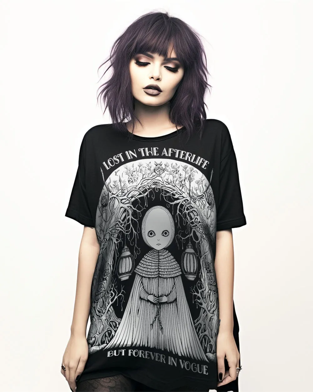 Lost in the Afterlife Tee Dress - Gothic Witchy Alt Unisex Dress for Halloween Grunge Aesthetic