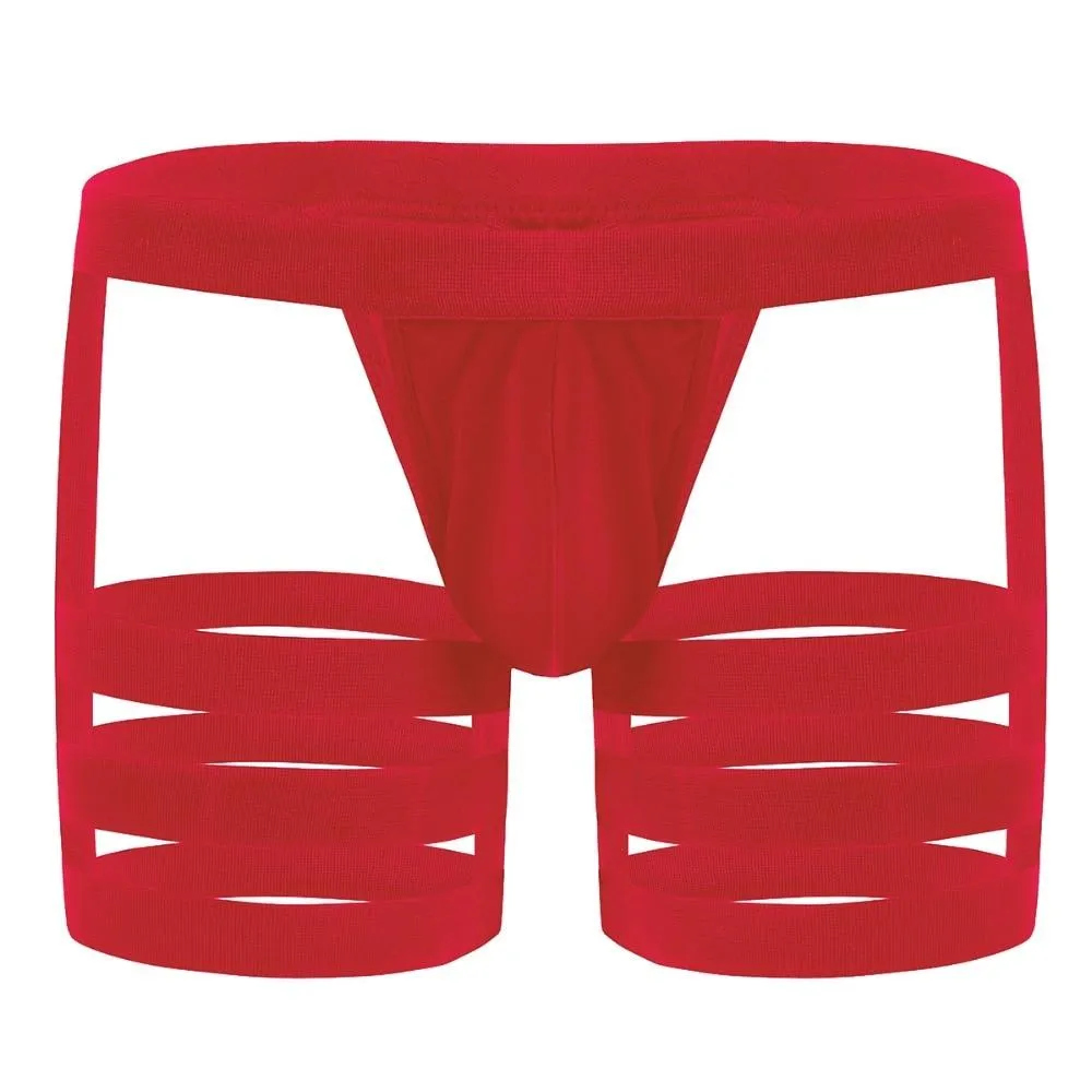 Mens Chaps Boxer Briefs with Garters & Leg Bands Red