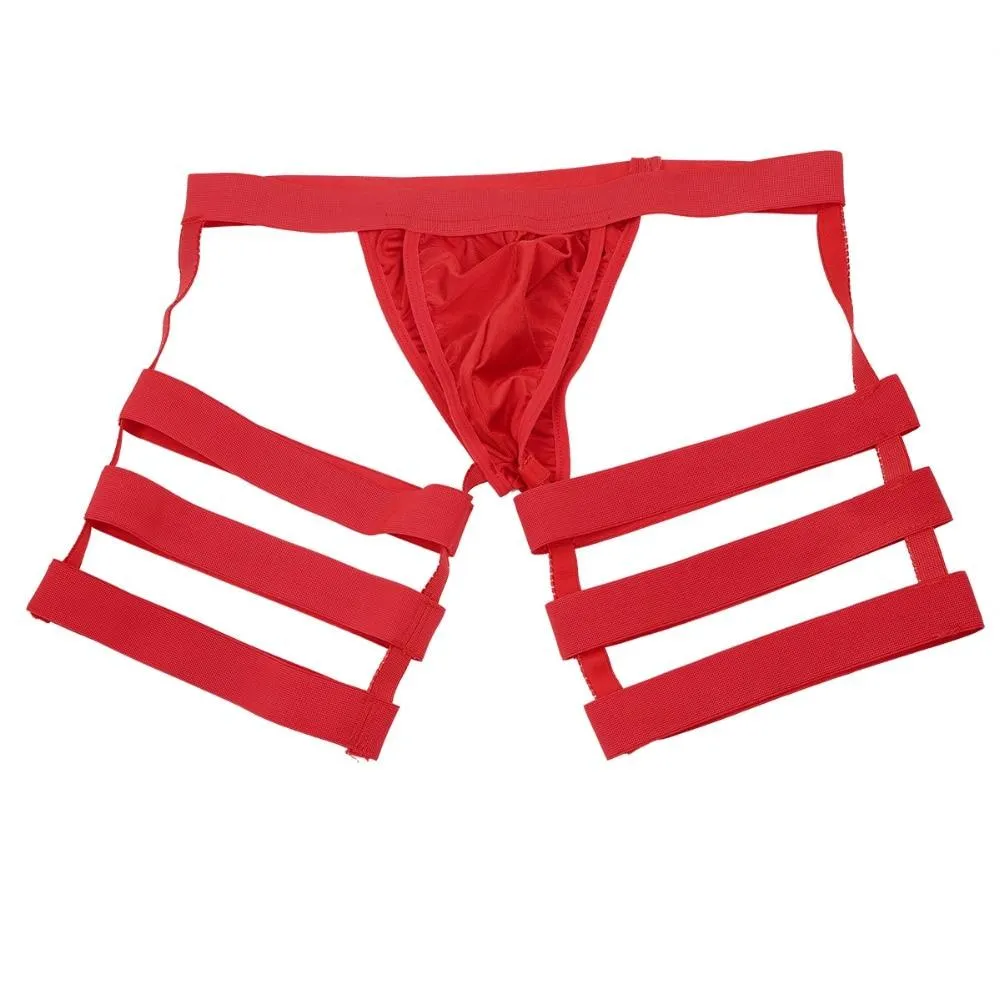 Mens Chaps Boxer Briefs with Garters & Leg Bands Red