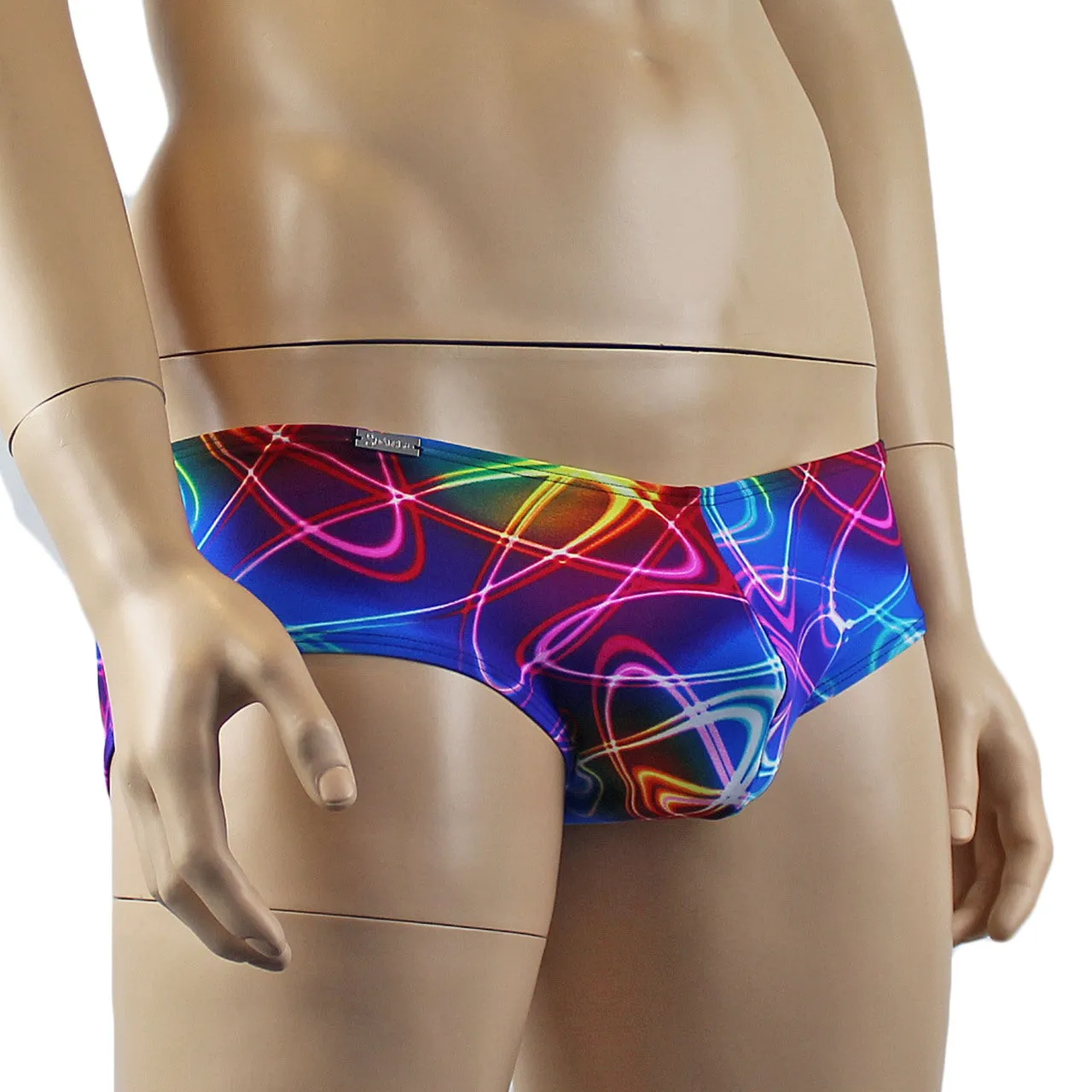 Mens Festival Disco Lights Mini Low Rise Party Shorts Multi-coloured