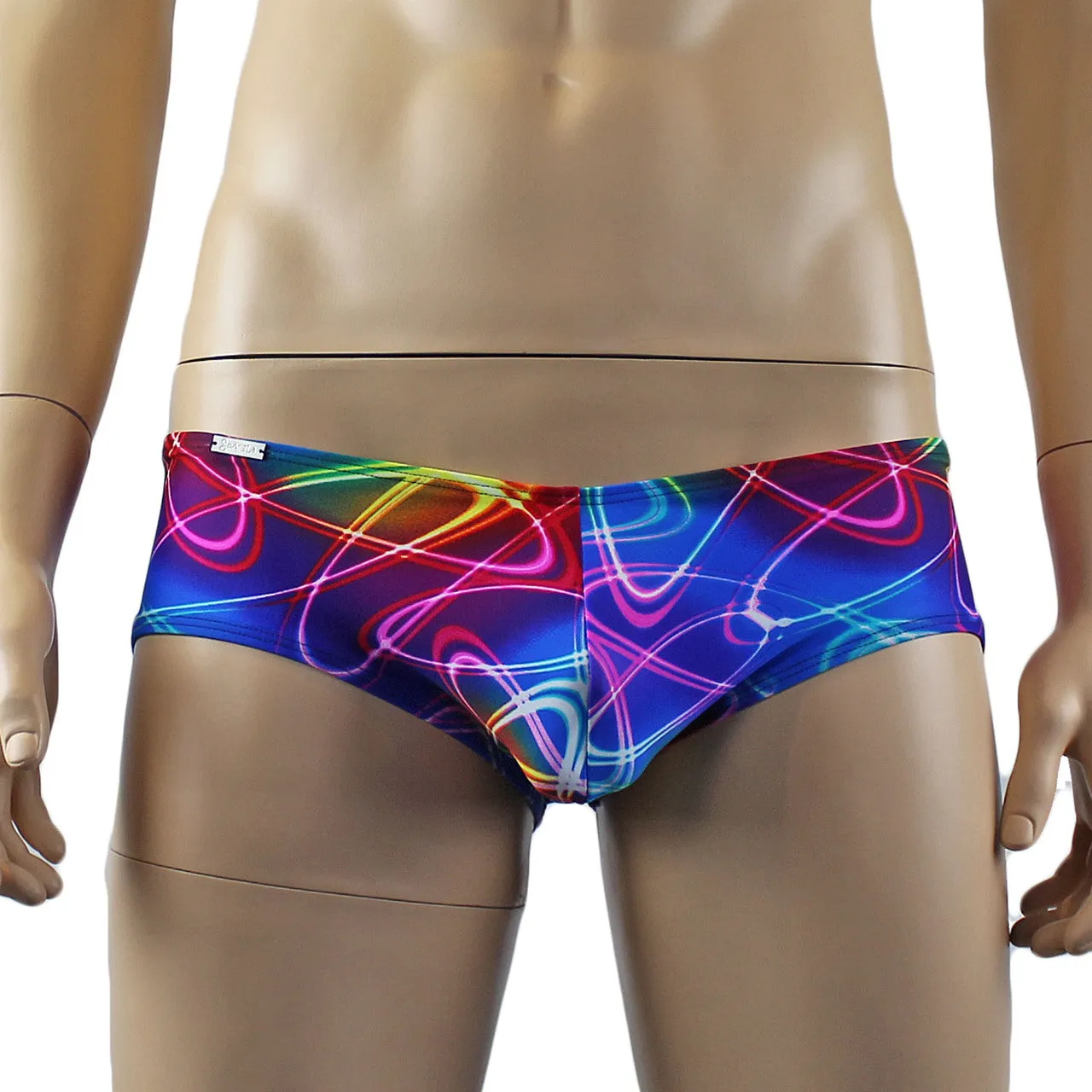 Mens Festival Disco Lights Mini Low Rise Party Shorts Multi-coloured