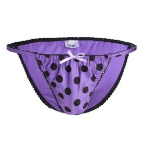 Mens Lingerie Polka Dot Satin Bikini Briefs Purple