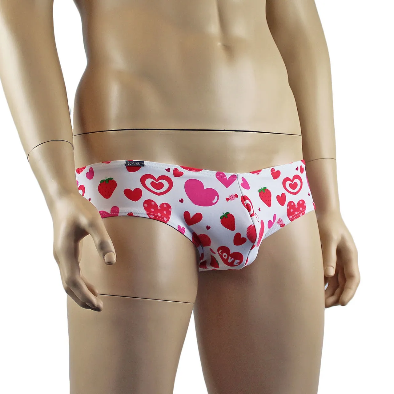 Mens Magic Love Mini Low Rise Boxer Brief Shorts White and Red