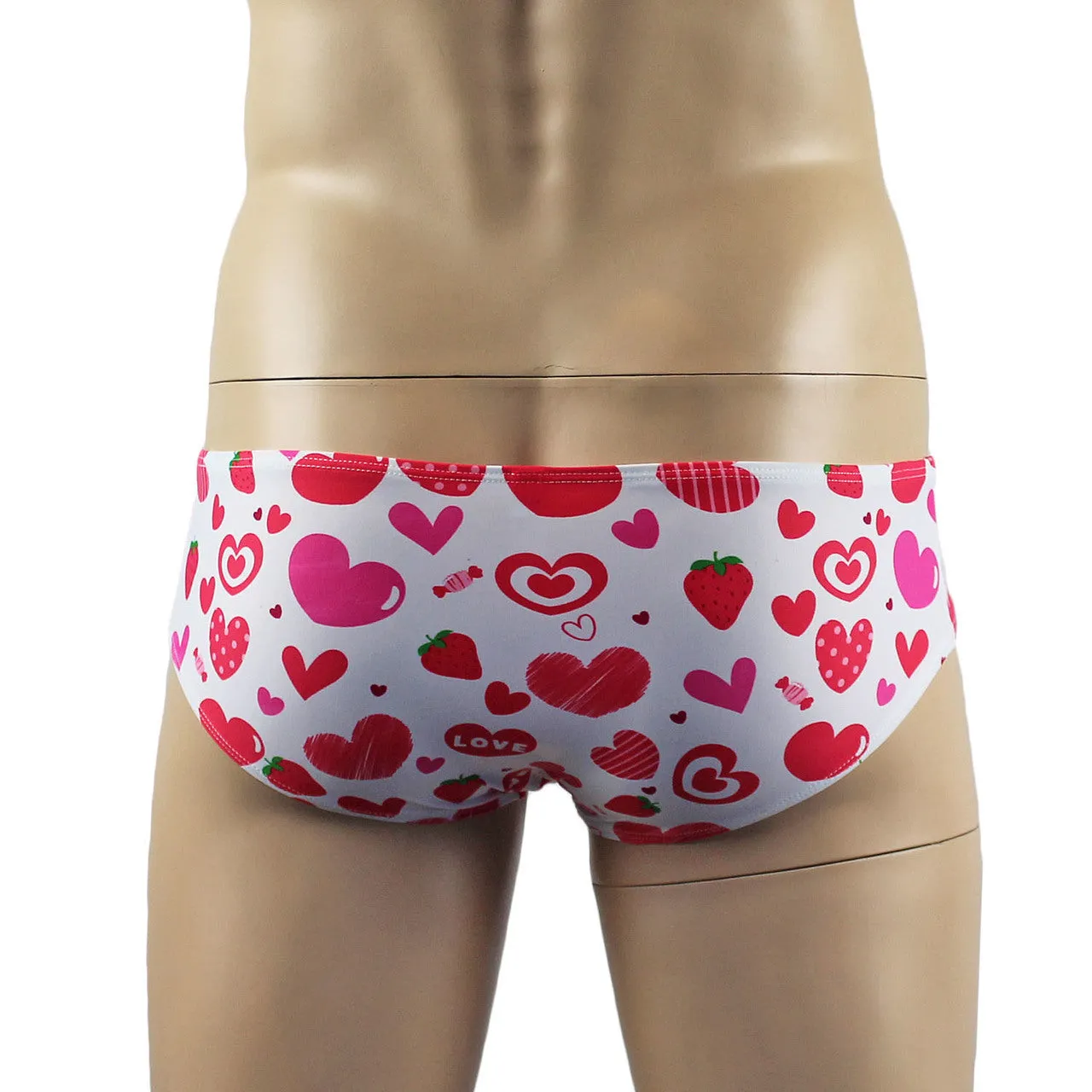 Mens Magic Love Mini Low Rise Boxer Brief Shorts White and Red