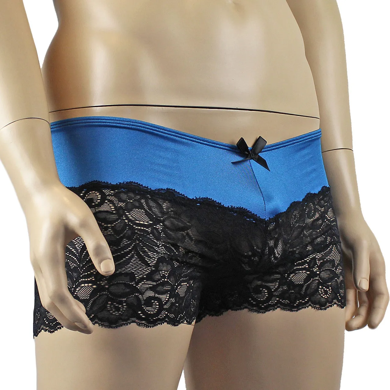 Mens Risque Boxer Briefs Teal and Black Lace