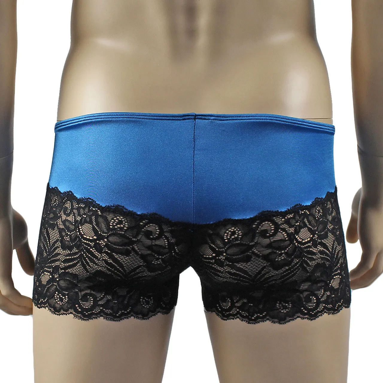 Mens Risque Boxer Briefs Teal and Black Lace