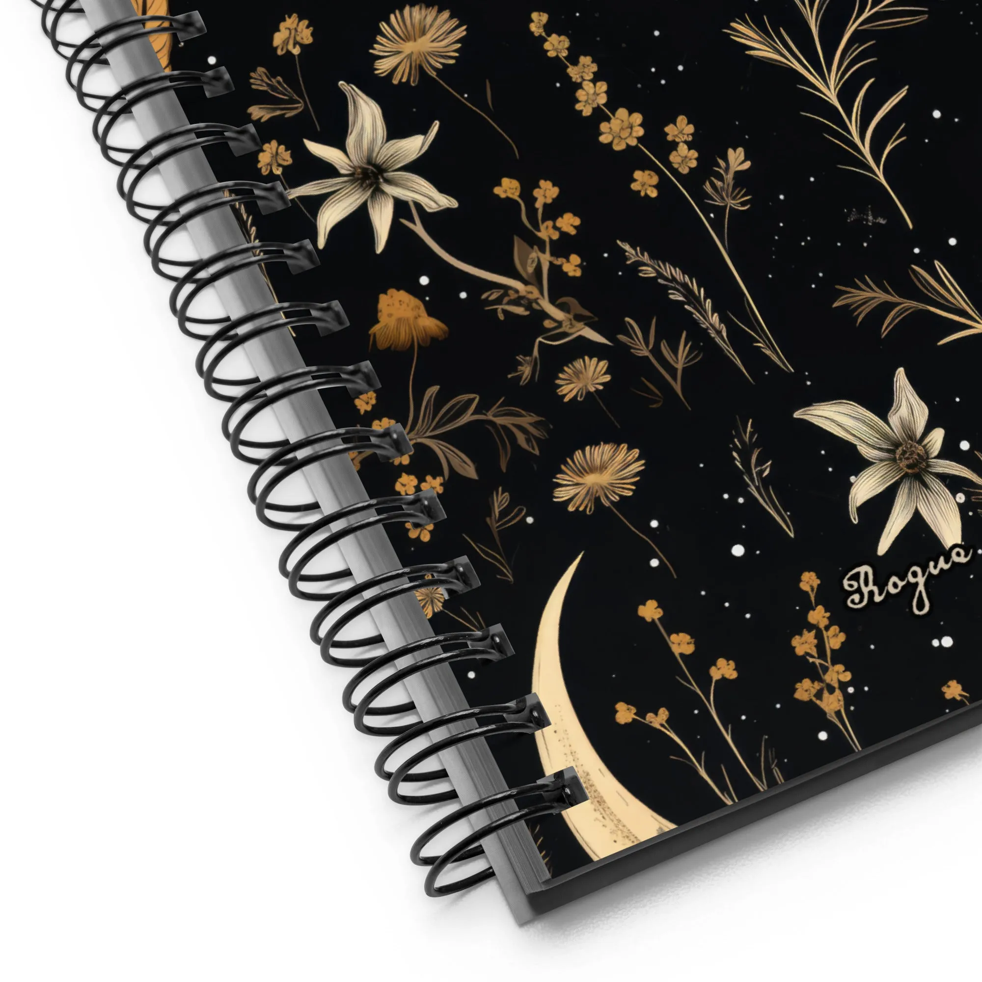 Moonlit Botanica Spiral Notebook - Botanical Witchy Journal Uni & College Dark Academia Essentials - Gothic Stationery