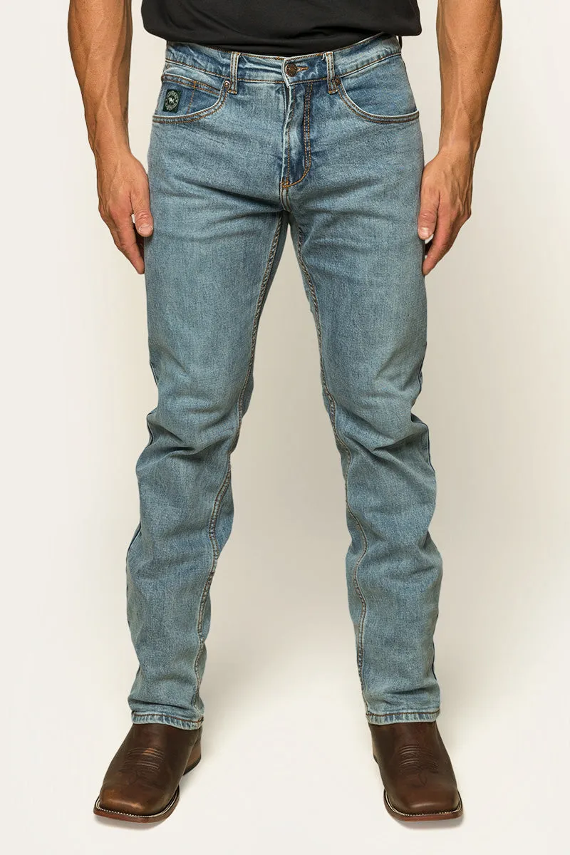 Muster Mens Slim Straight Fit Jean - Light Wash Blue