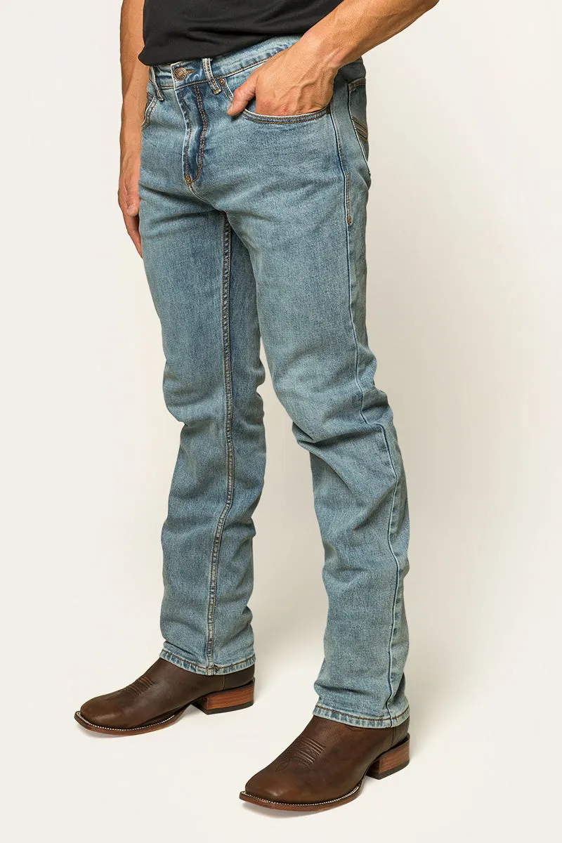 Muster Mens Slim Straight Fit Jean - Light Wash Blue