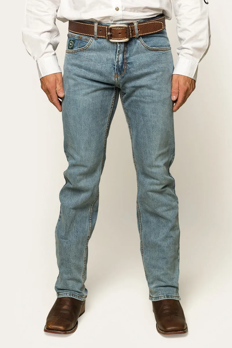 Muster Mens Slim Straight Fit Jean - Light Wash Blue