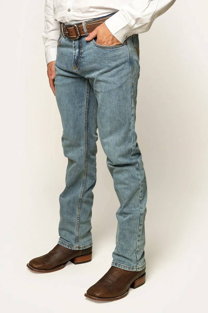 Muster Mens Slim Straight Fit Jean - Light Wash Blue