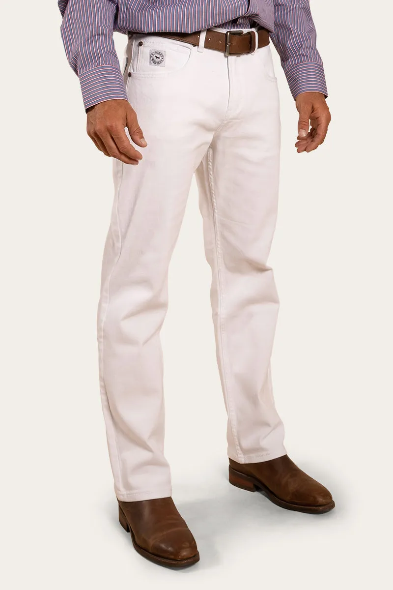 Muster Mens Slim Straight Fit Jean - White