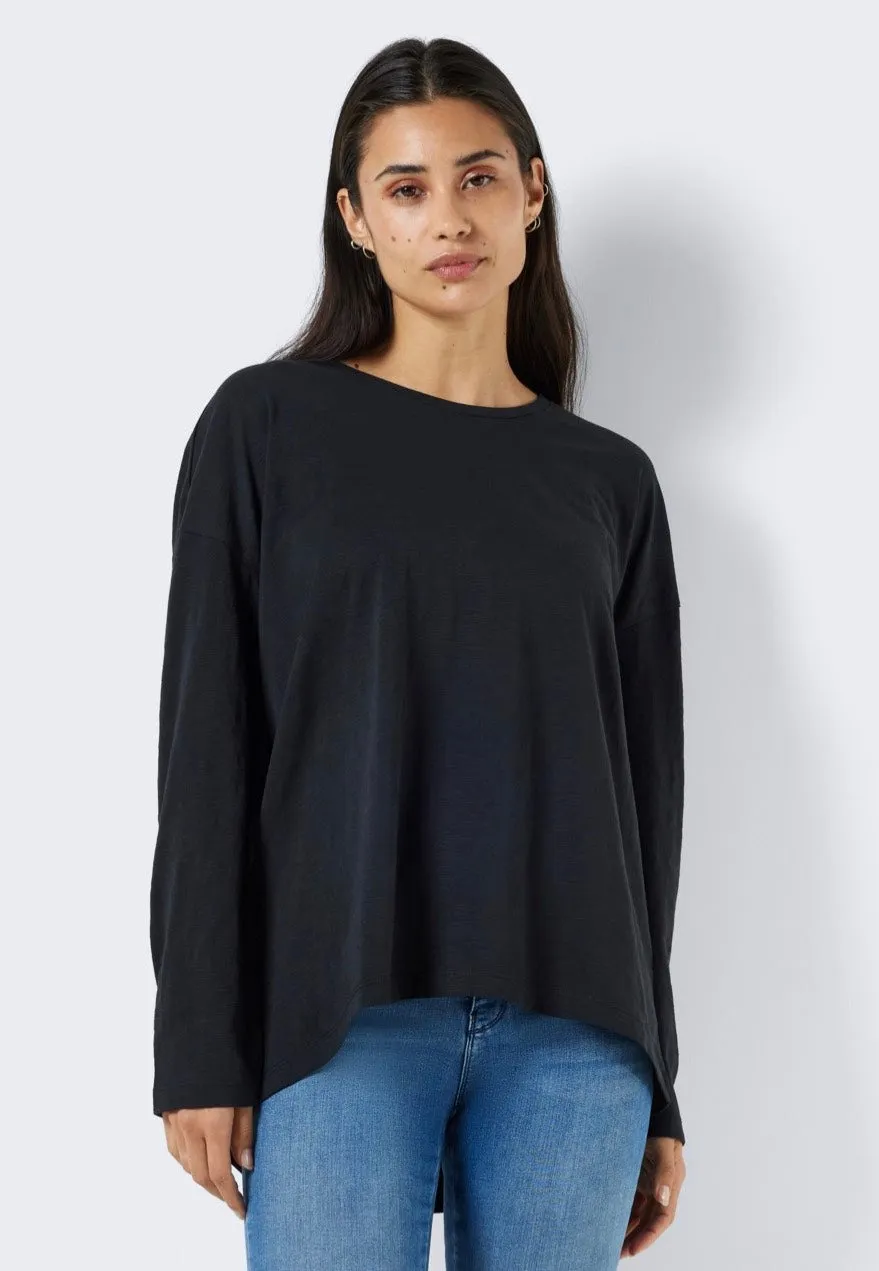 Noisy May - Mathilde O Neck High/Low Top Black - Longsleeve