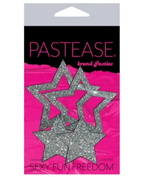 Pastease Glitter Peek a Boob Stars - Silver O/S