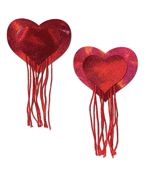 Pastease Tassel Holographic Heart - Red