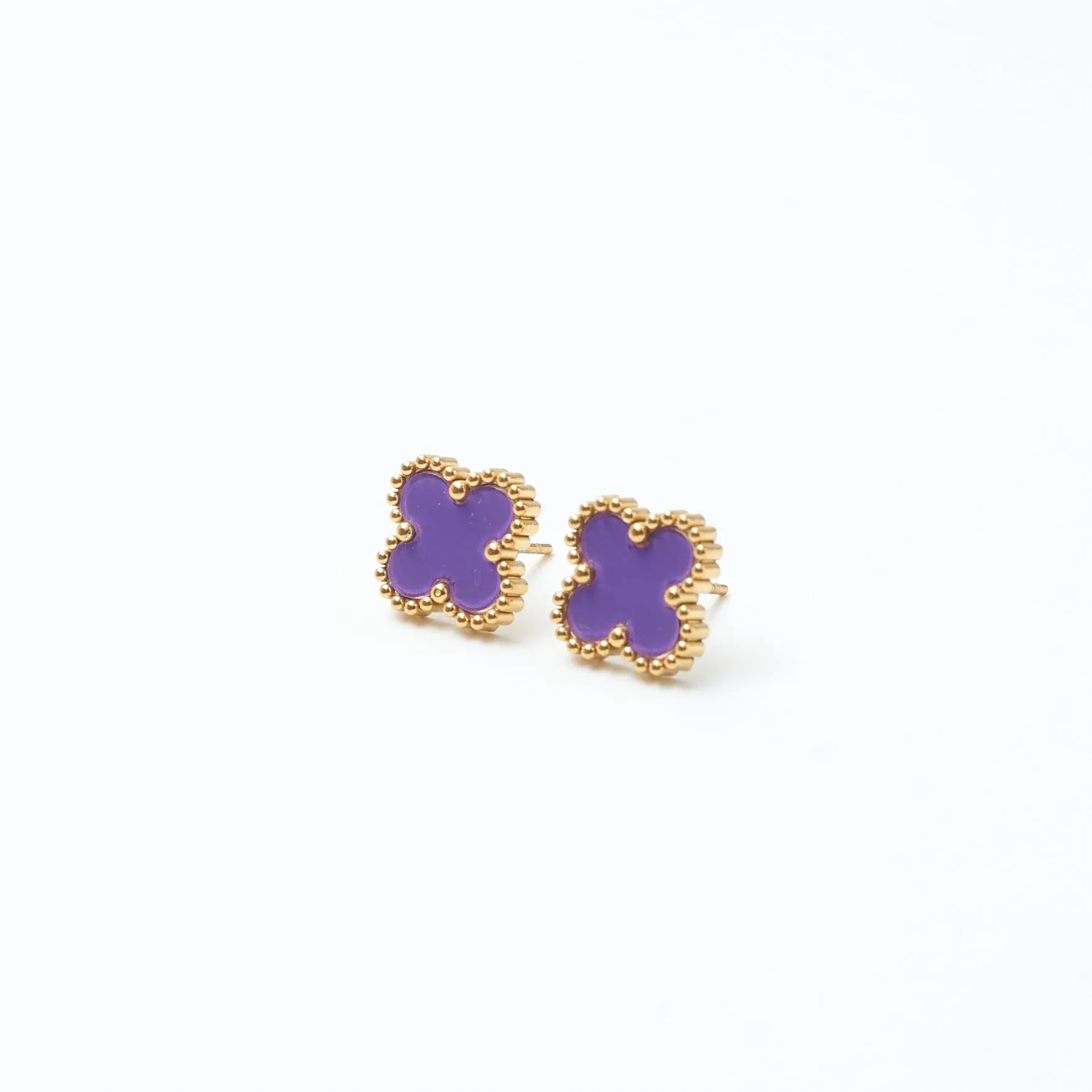 Plum Lucky Clover Studs