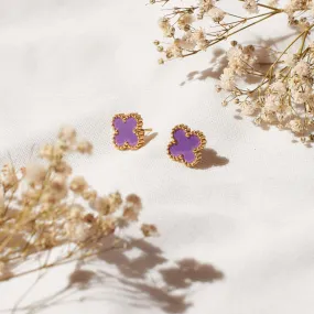 Plum Lucky Clover Studs