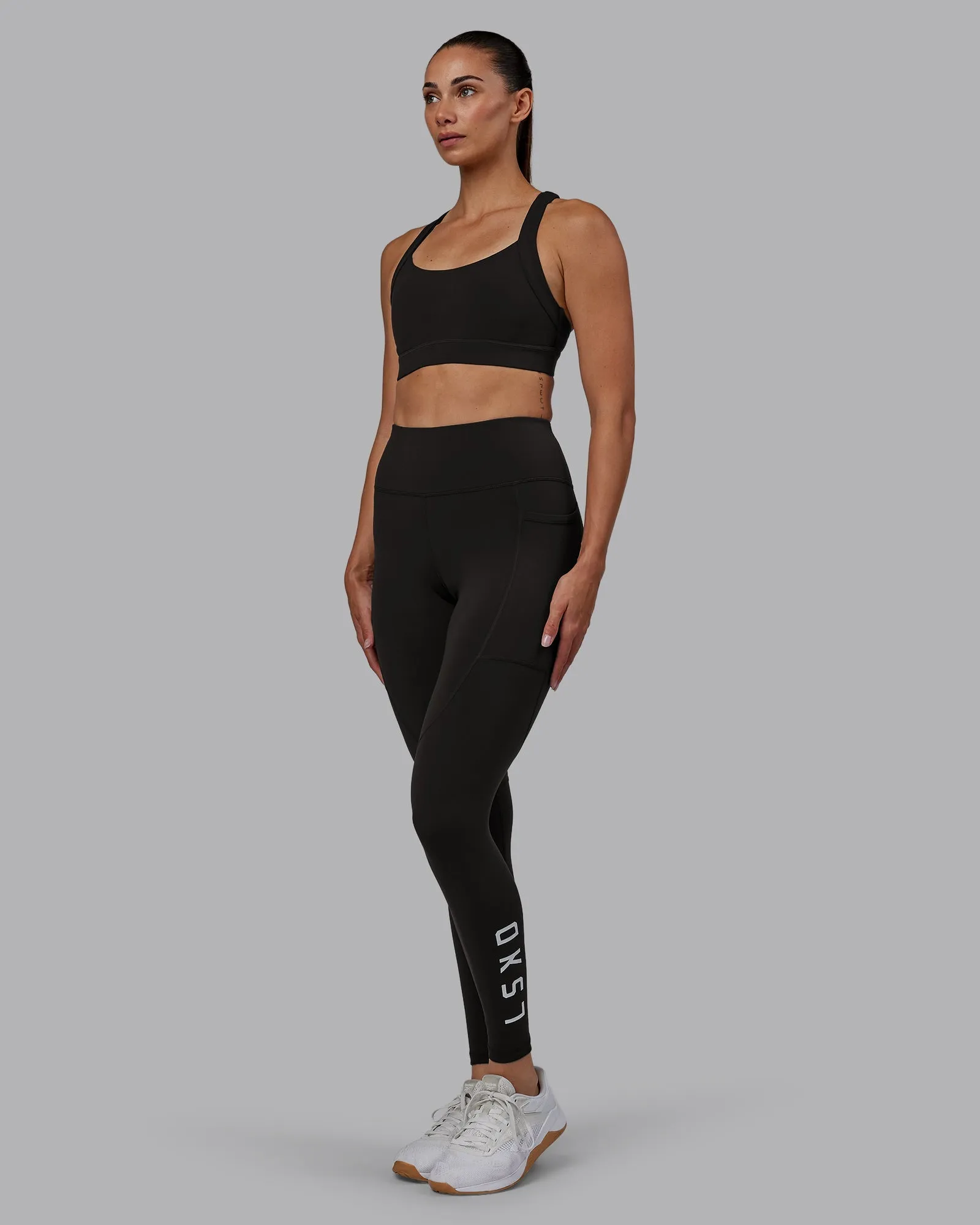 Rep Full Length Leggings - Pirate Black-White