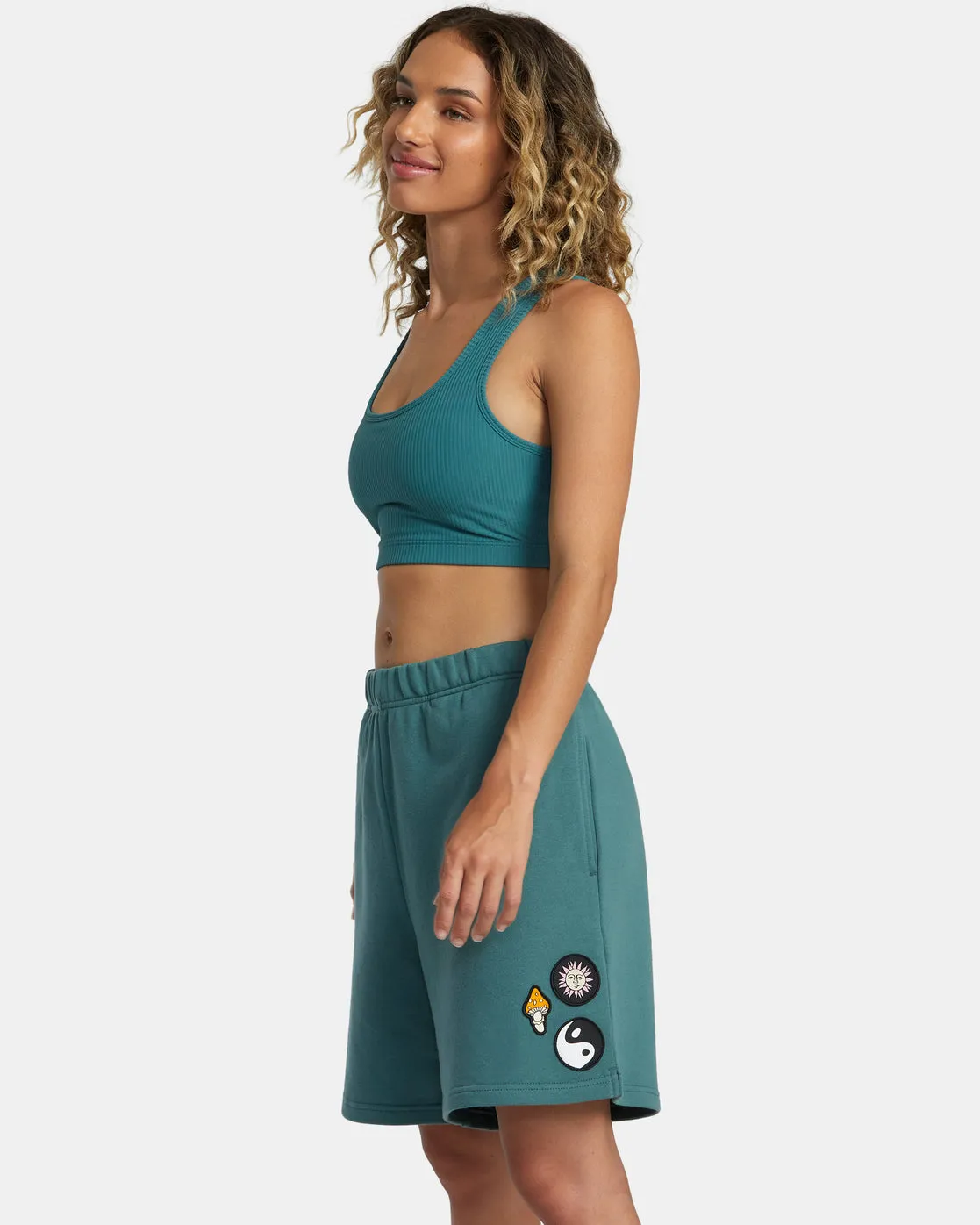 Rose Machado Baggy Oversized Sweat Shorts - Teal