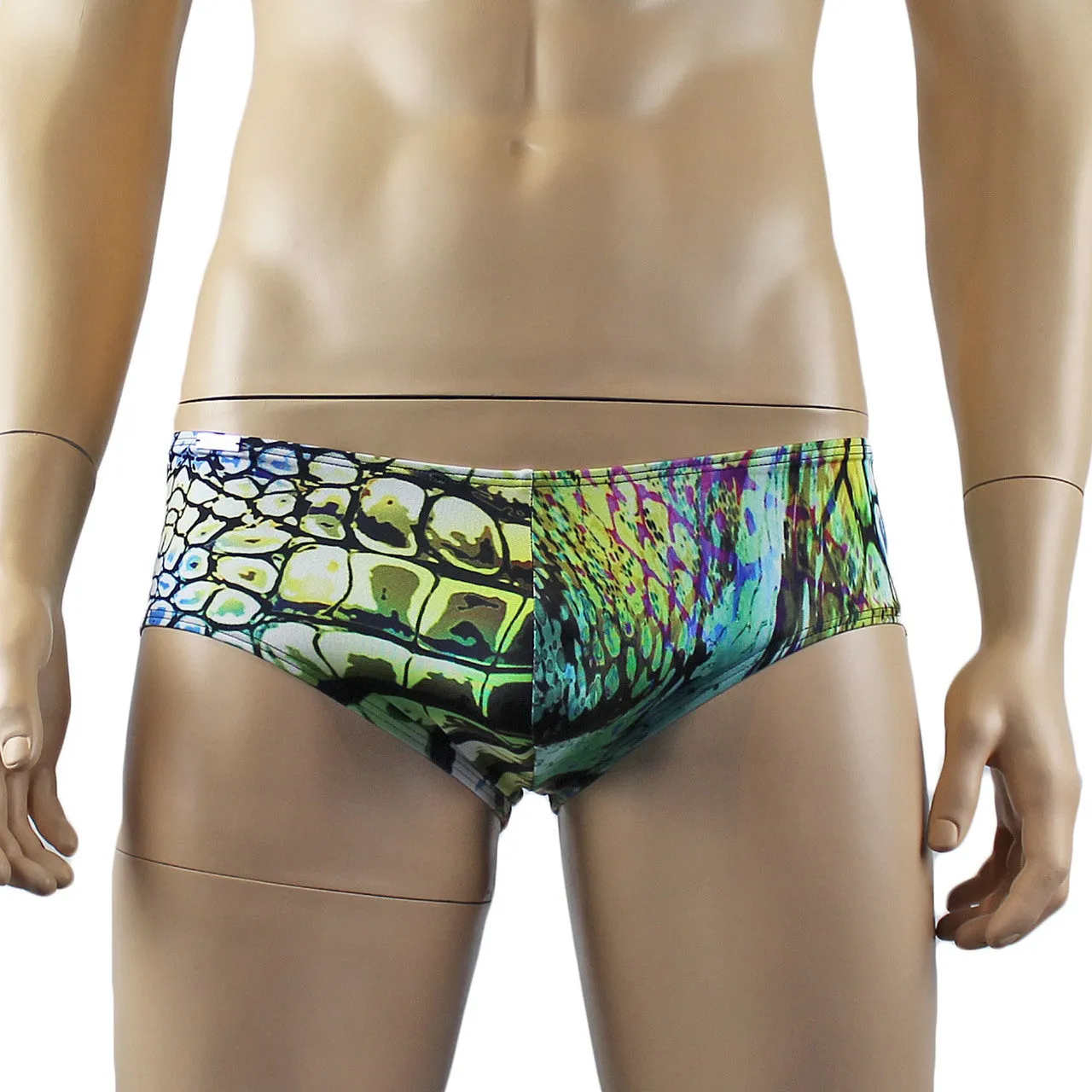 SALE - Mens Festival Snake Mini Low Rise Party Shorts Green