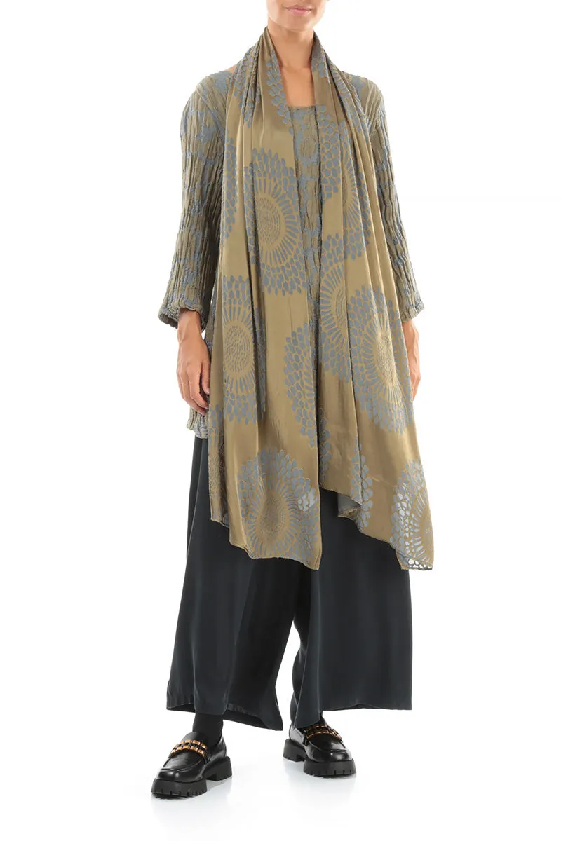 Side Pocket Silver Sage Circle Silk Linen Tunic