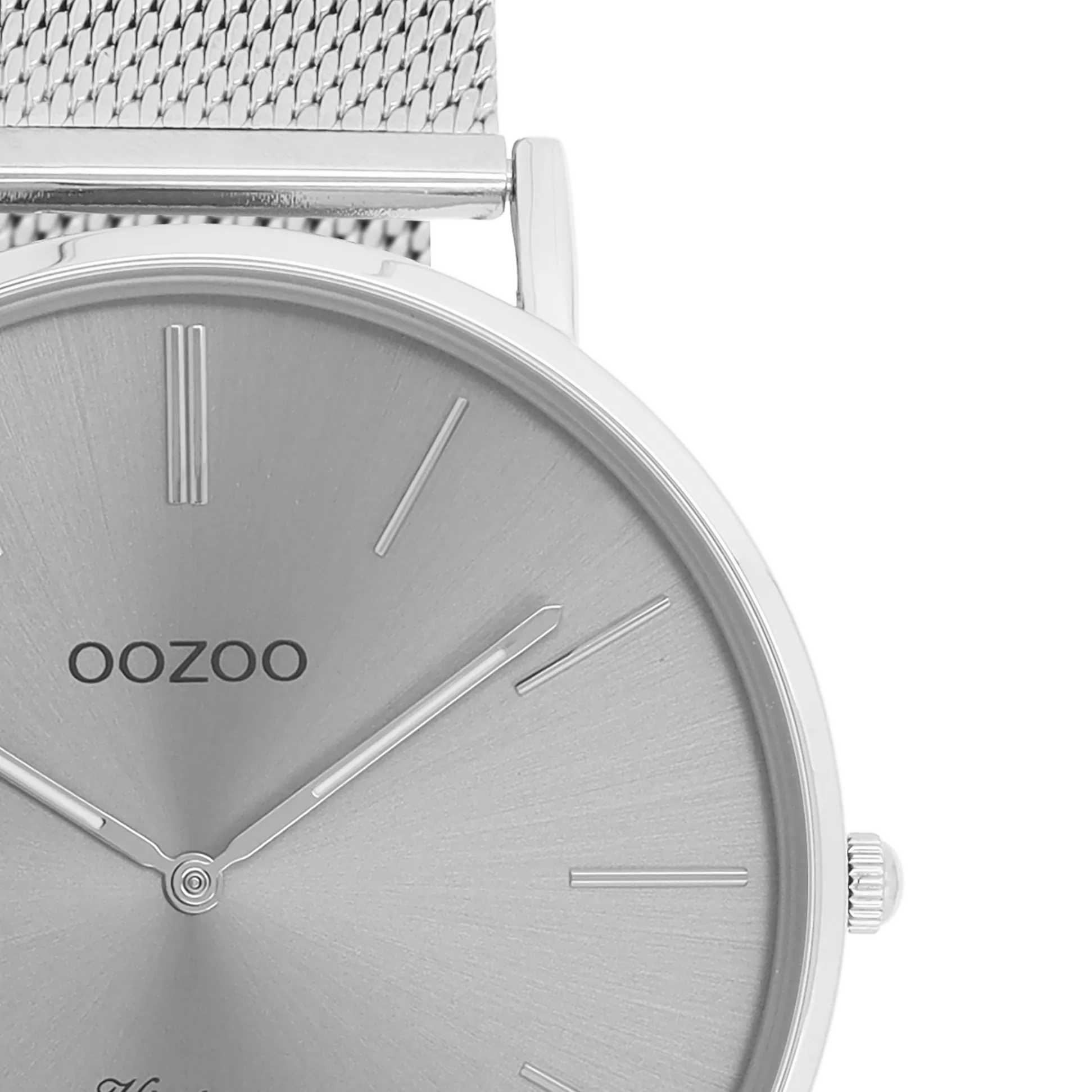 Silver coloured OOZOO watch with silver coloured metal mesh bracelet - C9936