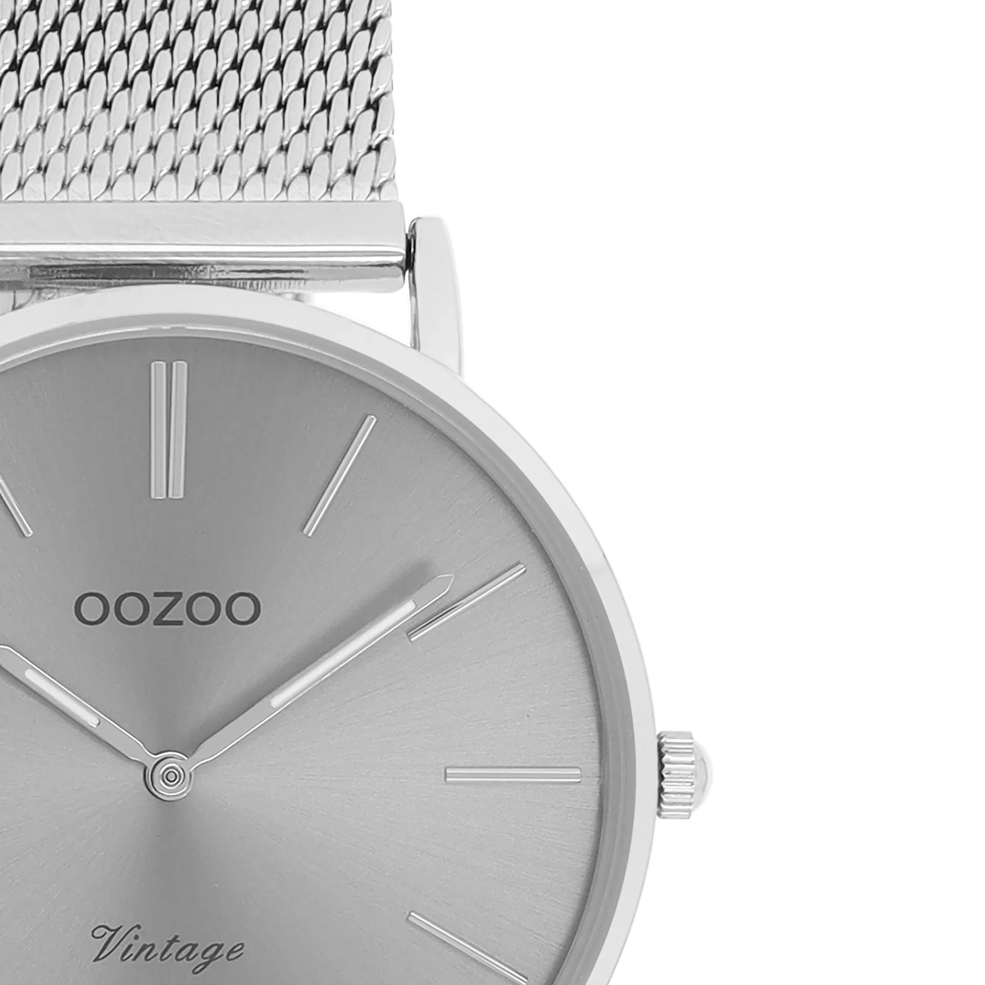 Silver coloured OOZOO watch with silver coloured metal mesh bracelet - C9939