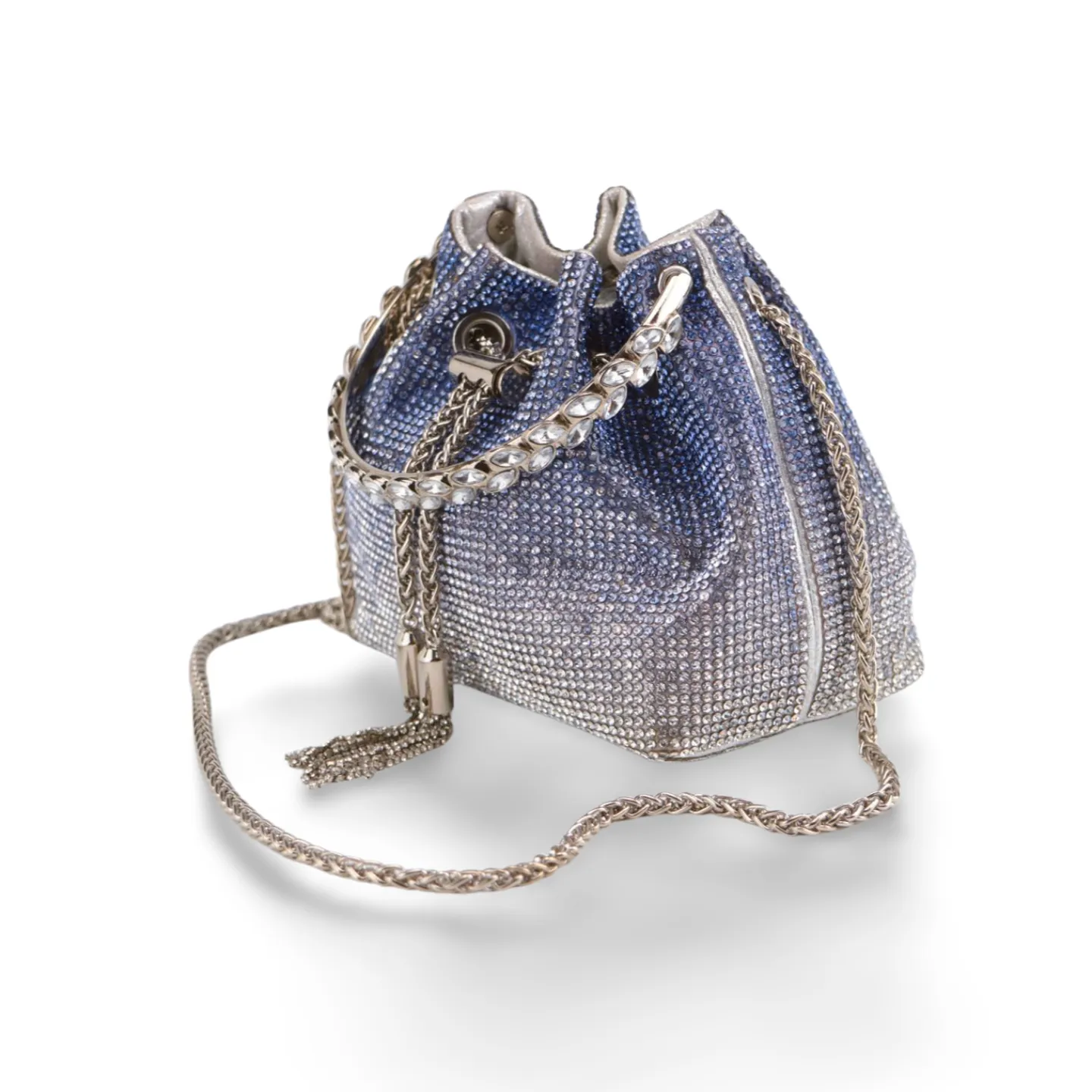 Sparkling Rhinestone Bucket Bag with Chain Handle