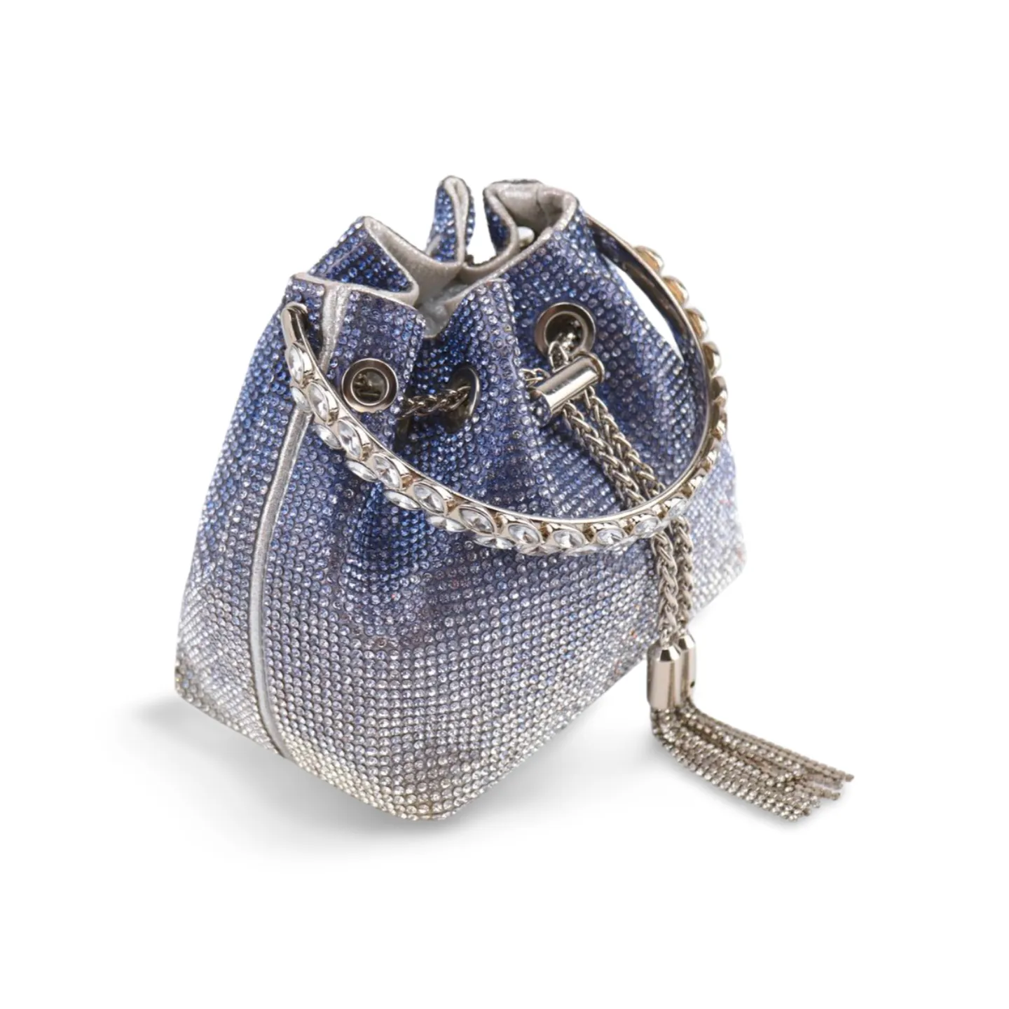 Sparkling Rhinestone Bucket Bag with Chain Handle