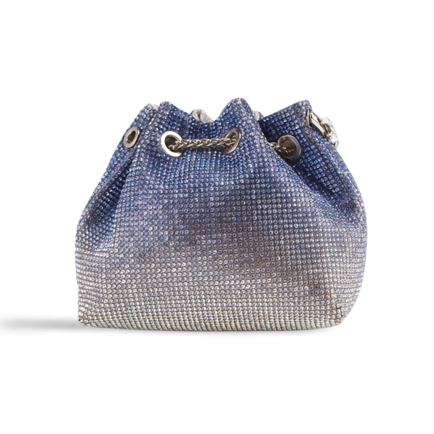 Sparkling Rhinestone Bucket Bag with Chain Handle