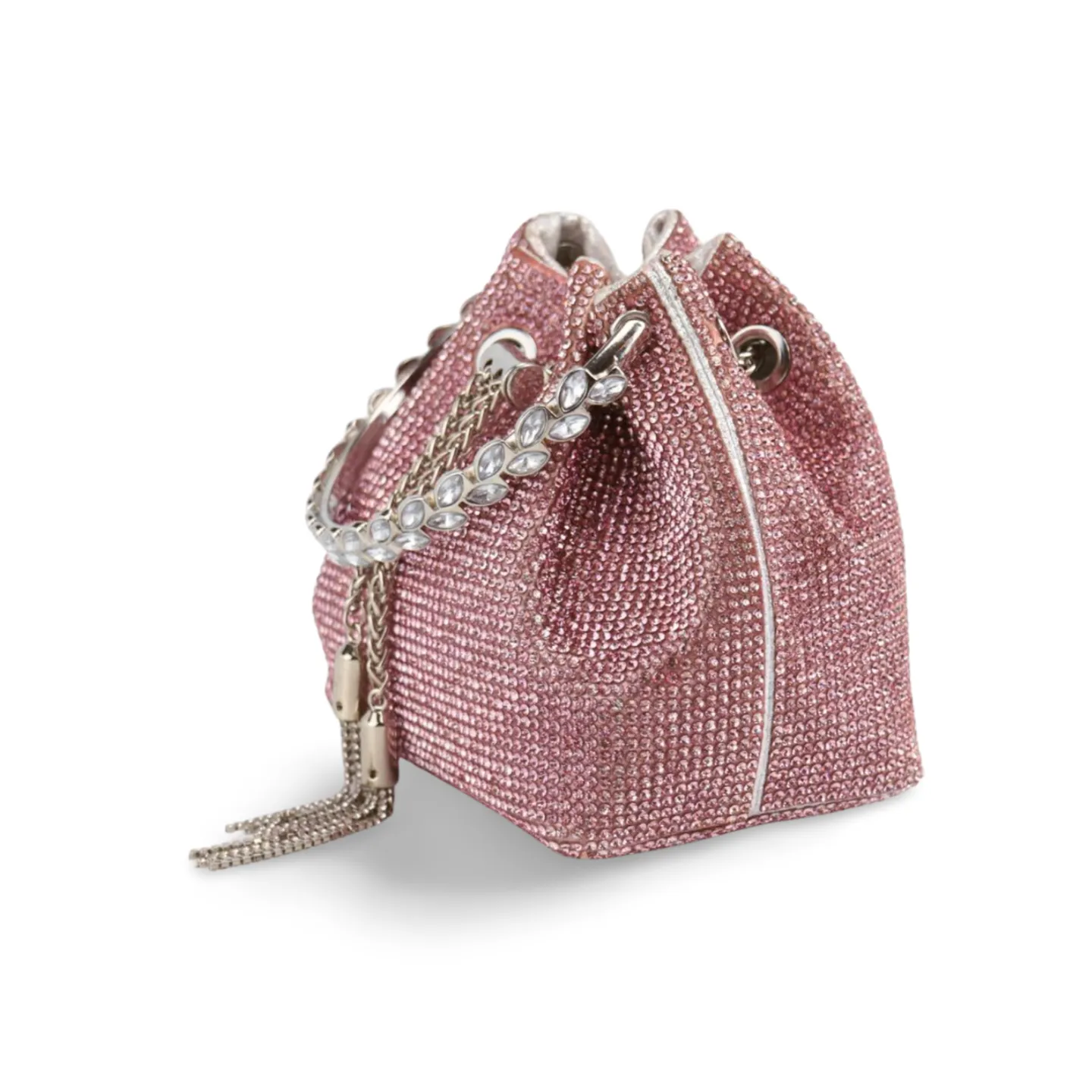 Sparkling Rhinestone Bucket Bag with Chain Handle