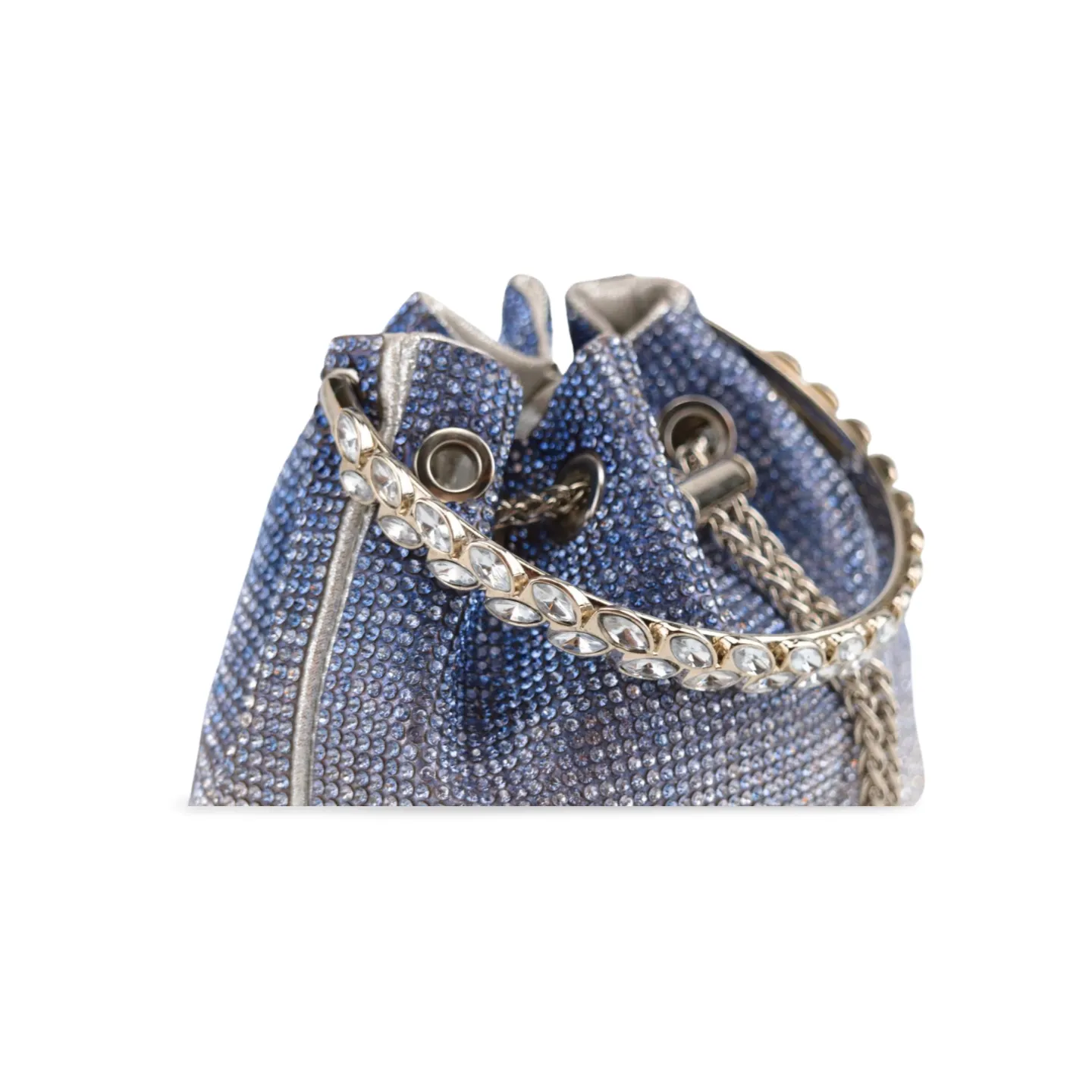 Sparkling Rhinestone Bucket Bag with Chain Handle