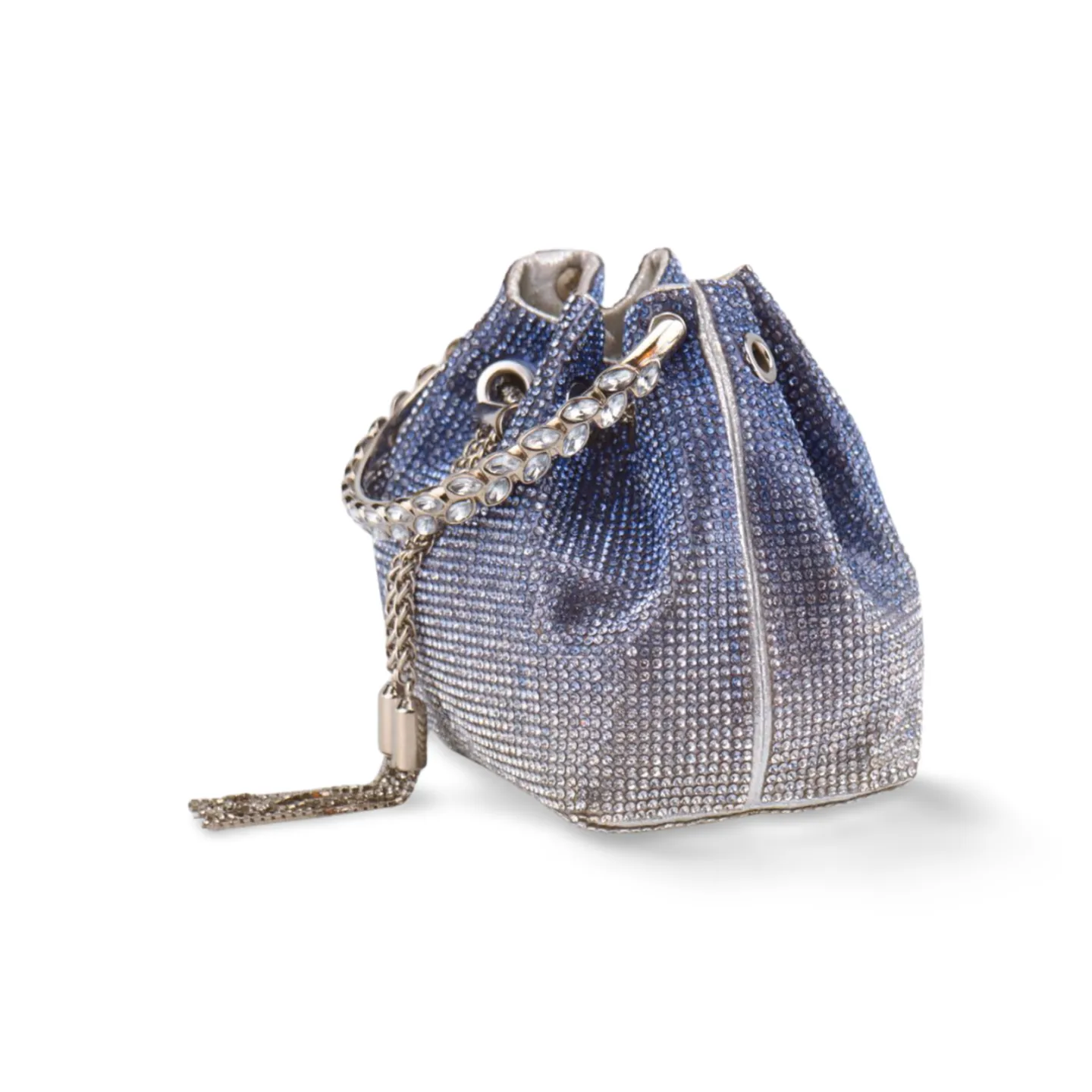 Sparkling Rhinestone Bucket Bag with Chain Handle