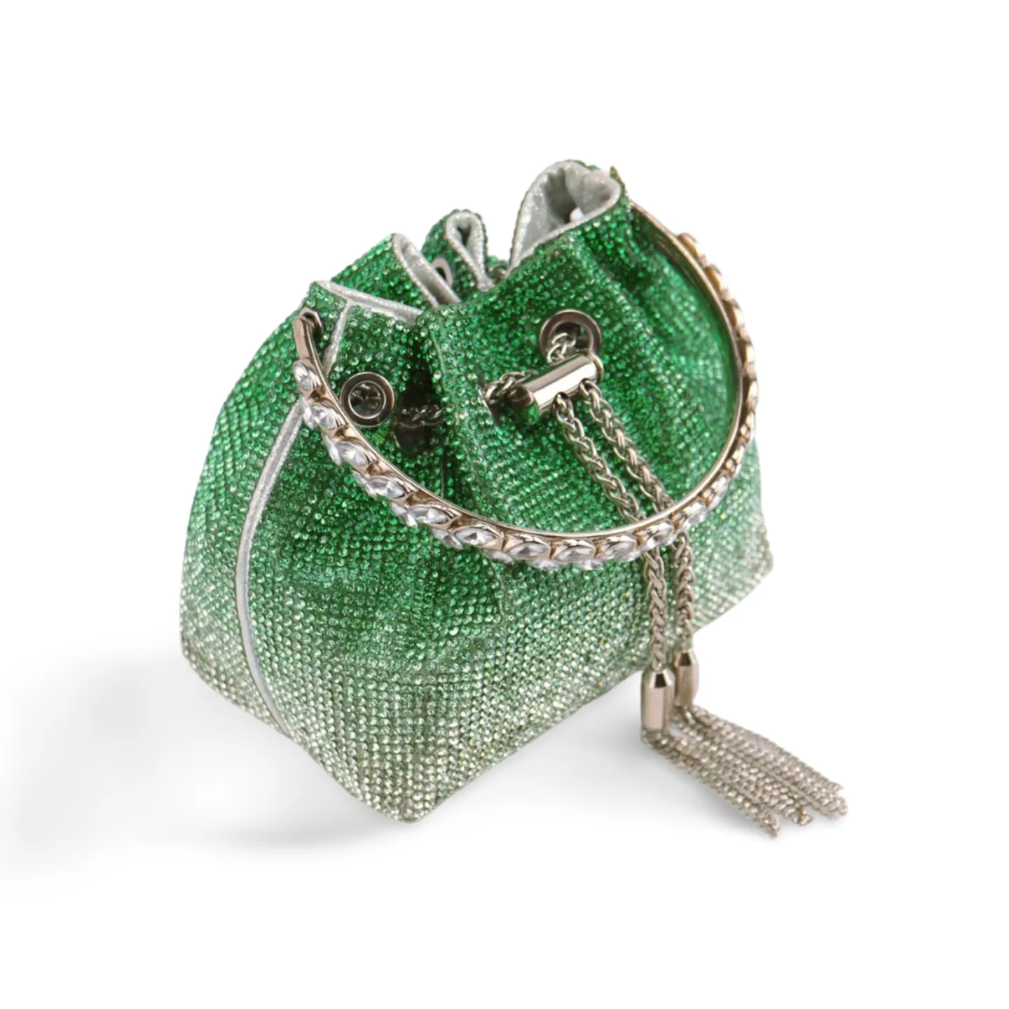 Sparkling Rhinestone Bucket Bag with Chain Handle